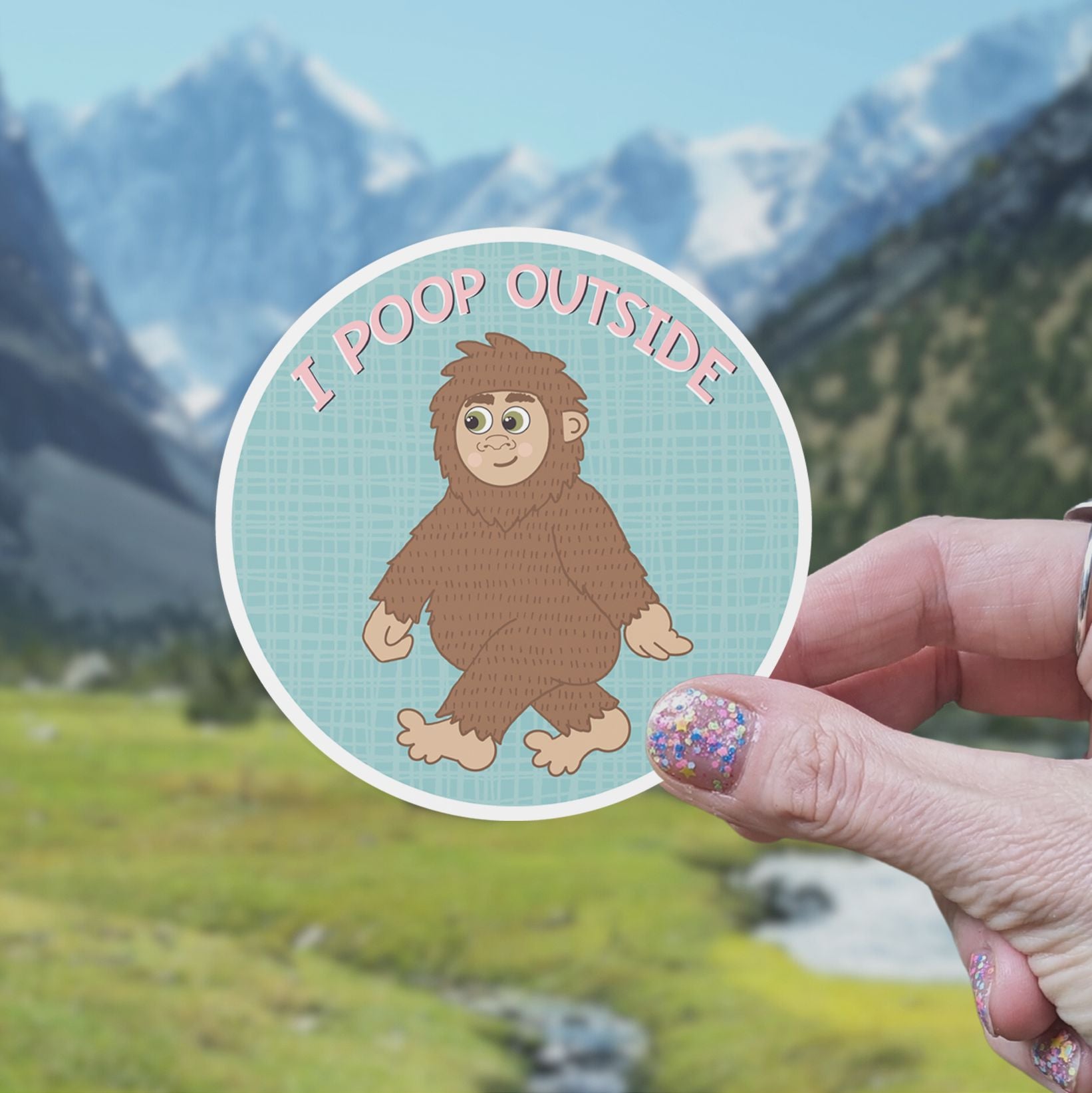 I Poop Outside (Pink) Big Foot Vinyl Sticker stickers Lucid Moon Studio 