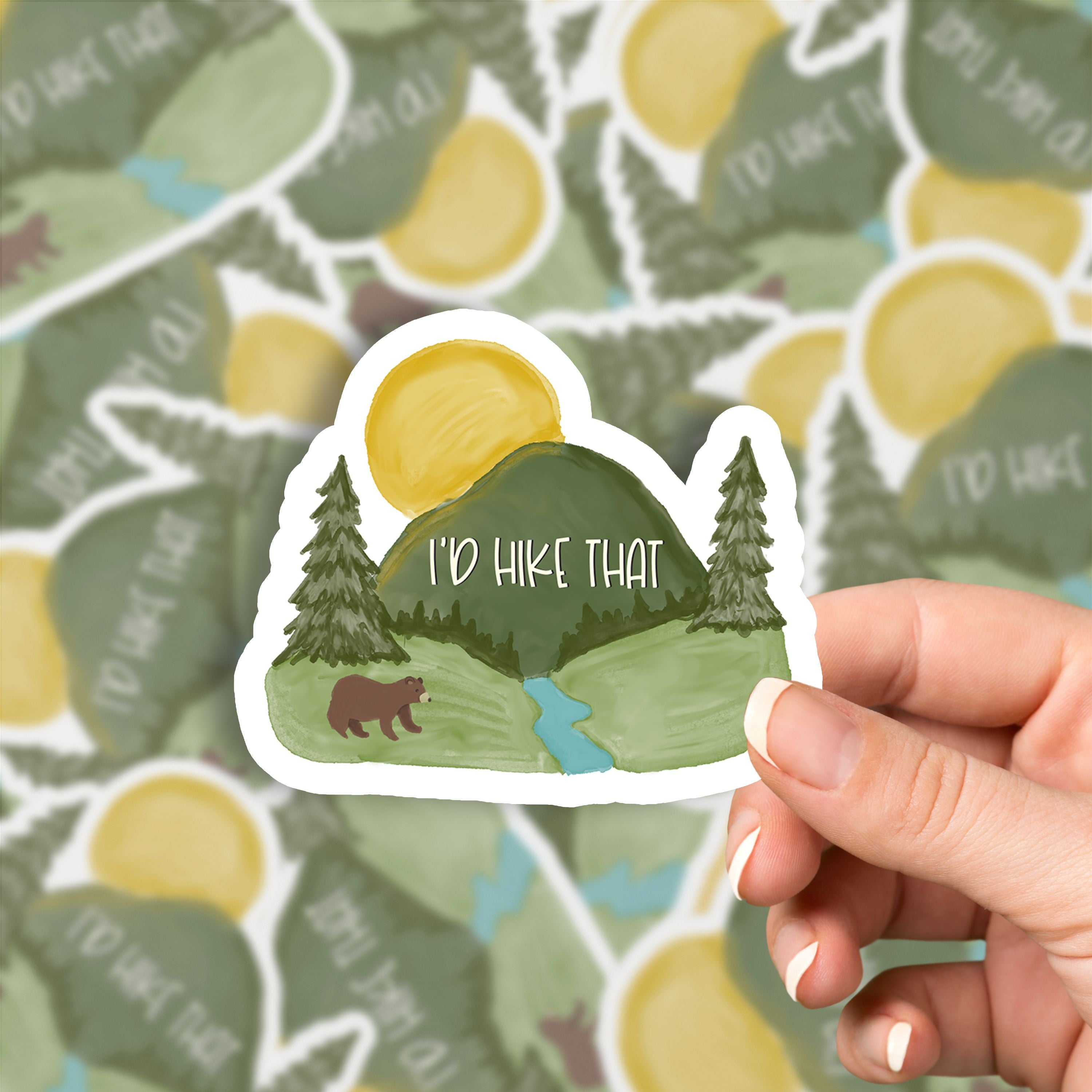 I'd Hike That Mountain Outdoors Vinyl Sticker stickers Lucid Moon Studio LLC 