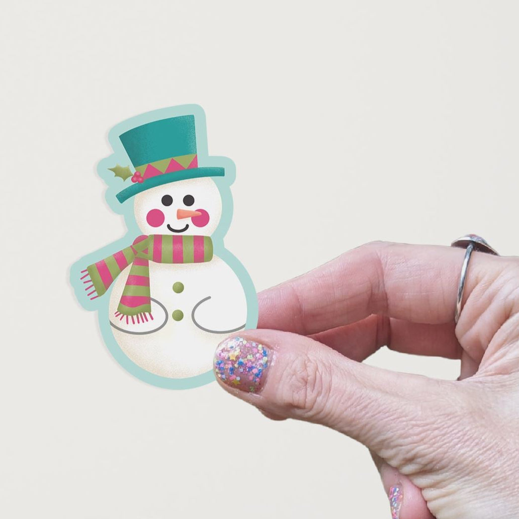 Jolly Snowman Matte Vinyl Sticker stickers Lucid Moon Studio 