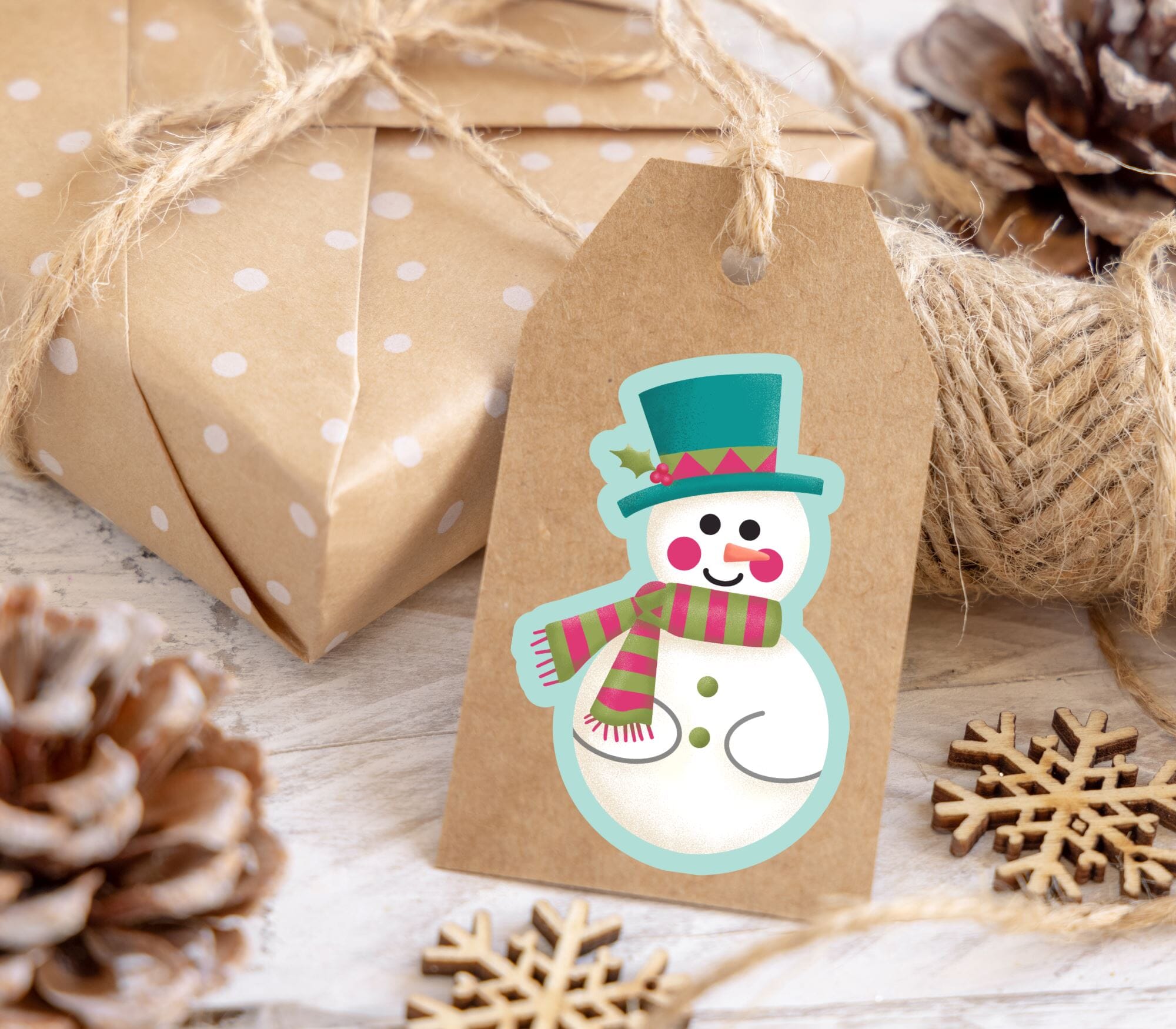 Jolly Snowman Matte Vinyl Sticker stickers Lucid Moon Studio 