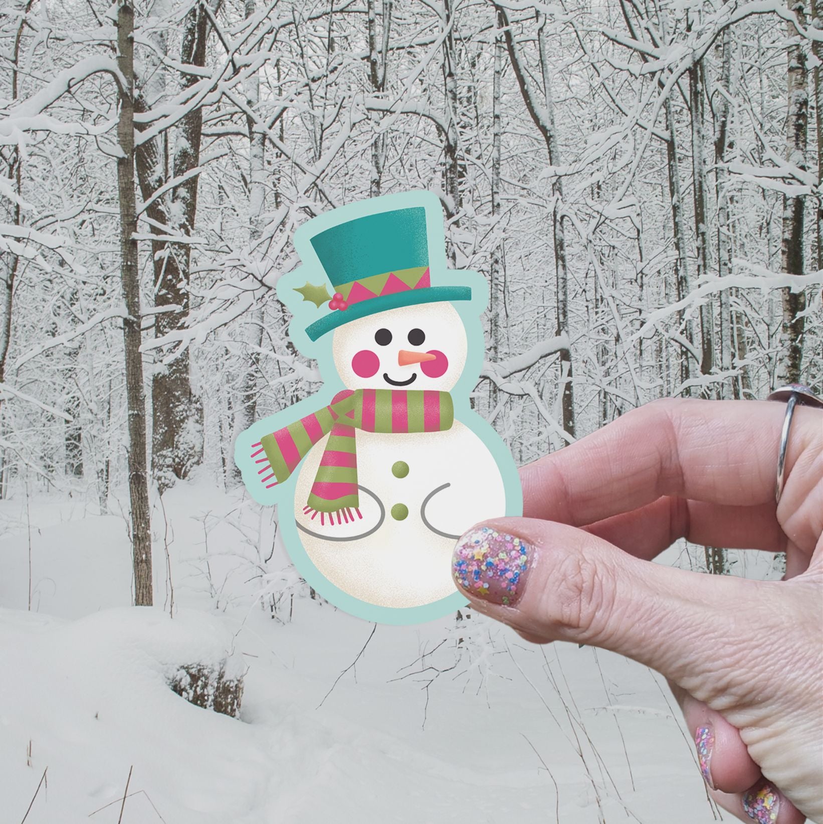 Jolly Snowman Vinyl Sticker stickers Lucid Moon Studio 