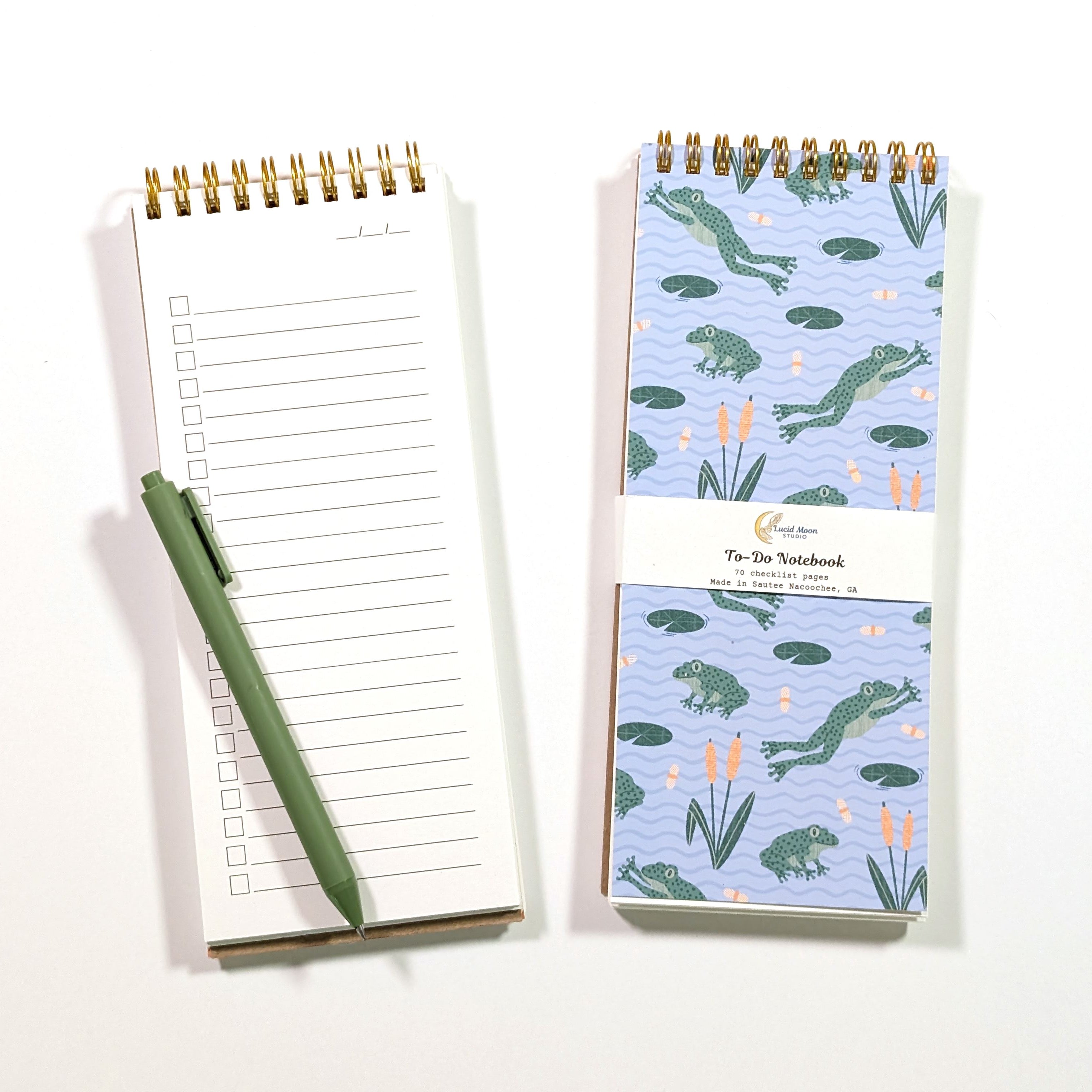 Leap Frogs Top Spiral To-Do List Notebook Notebooks Lucid Moon Studio 
