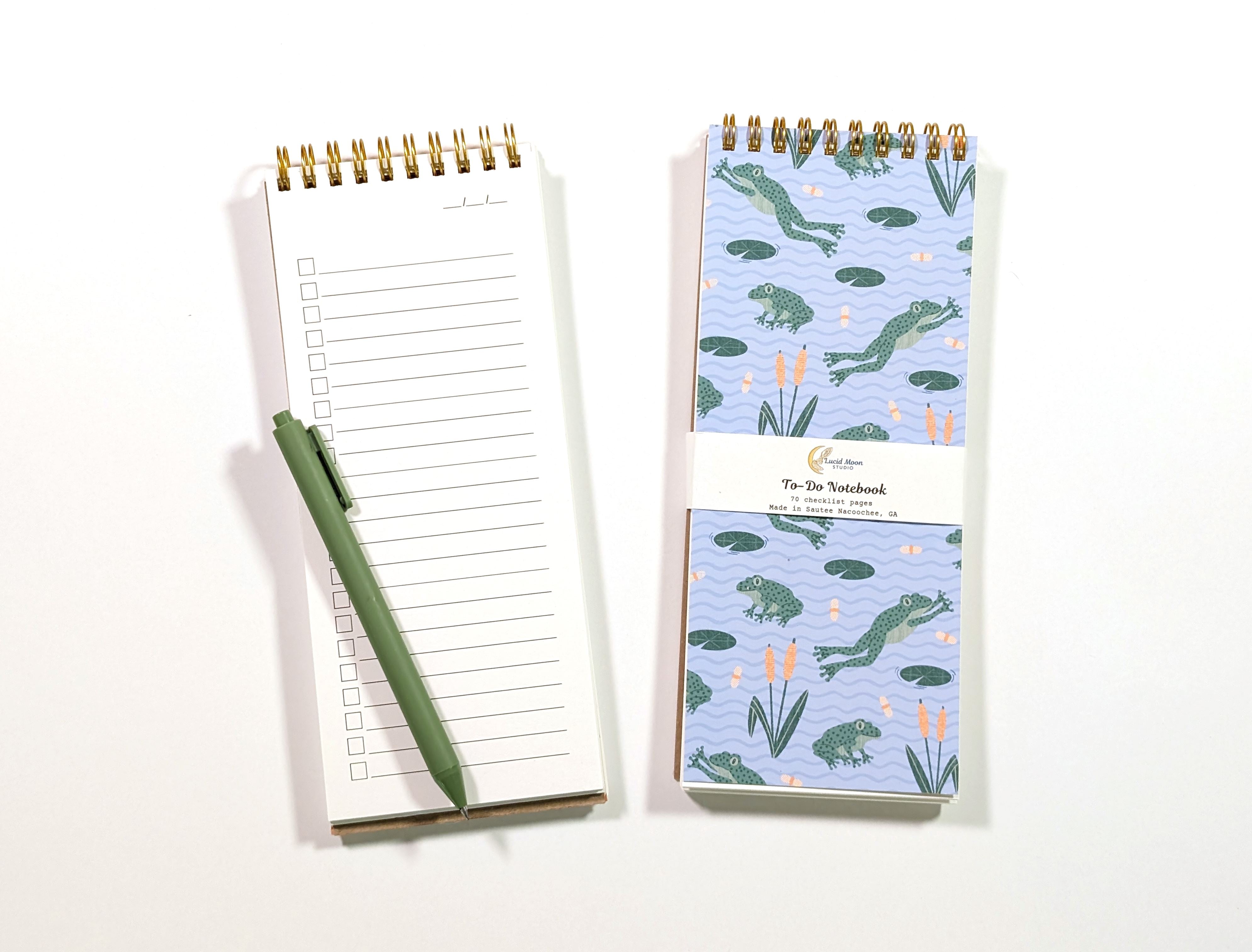 Leap Frogs Top Spiral To-Do List Notebook Notebooks Lucid Moon Studio 