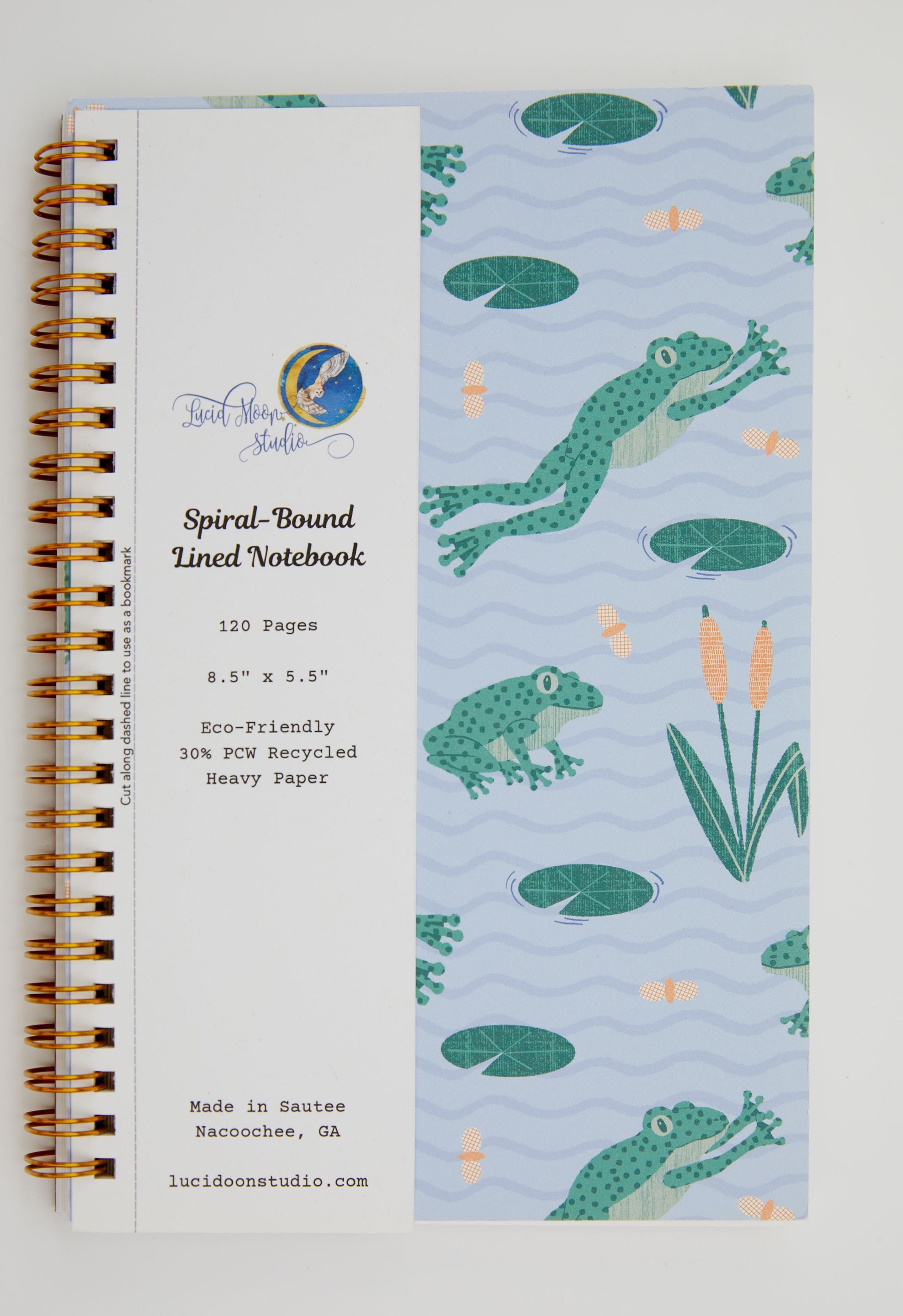 Leaping Frogs Eco-Friendly Spiral Bound Notebook Notebooks Lucid Moon Studio 