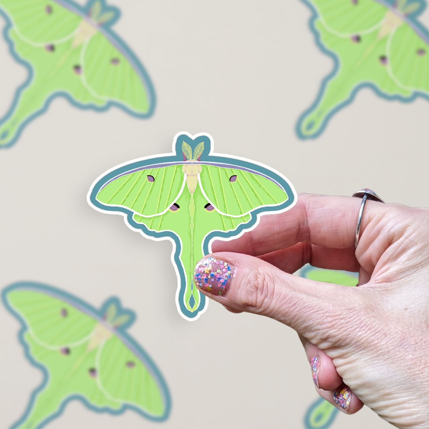 Luna Moth Matte Vinyl Waterproof Sticker stickers Lucid Moon Studio 