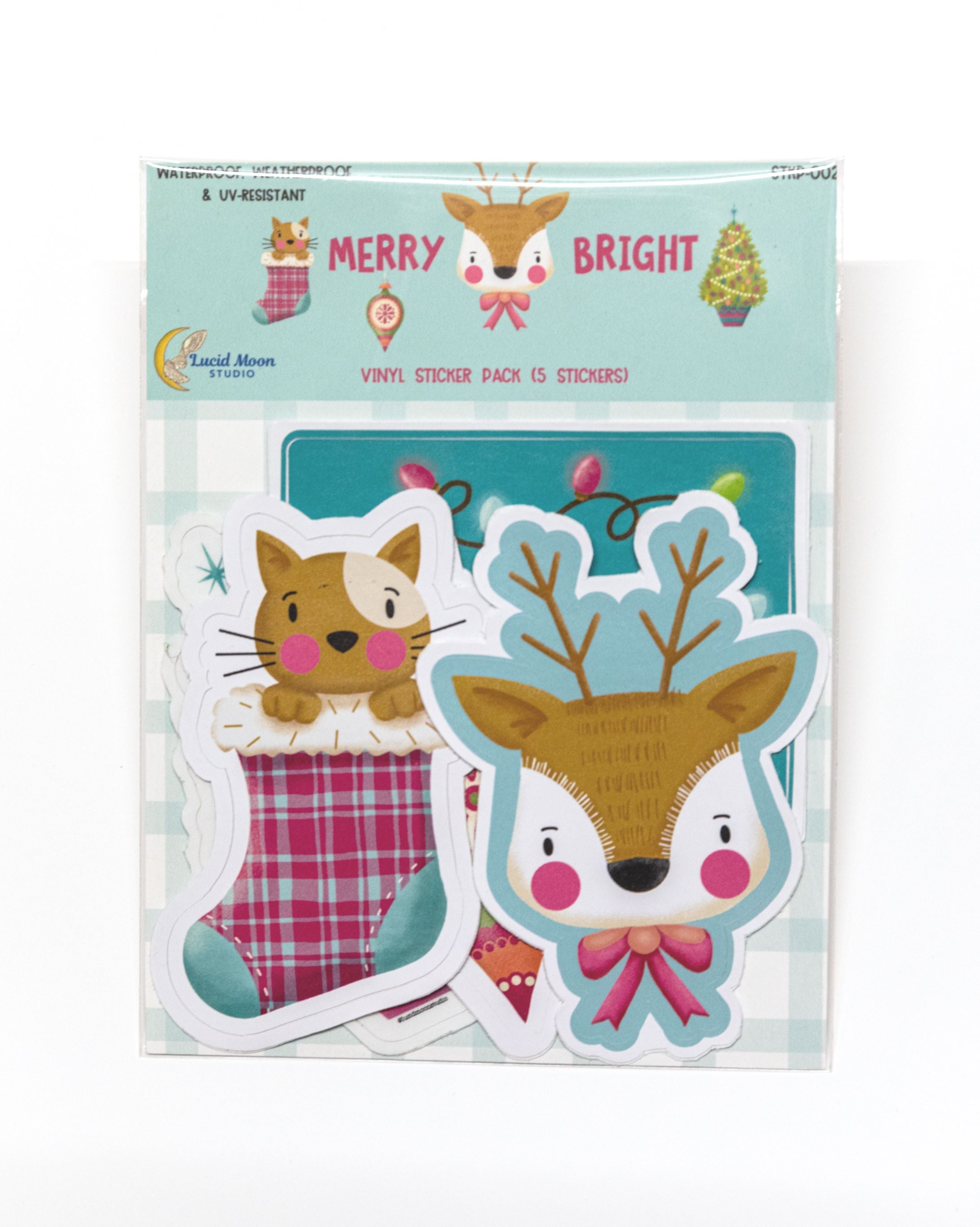 Merry Bright Vinyl Sticker Pack - 5 Stickers Total stickers Lucid Moon Studio 