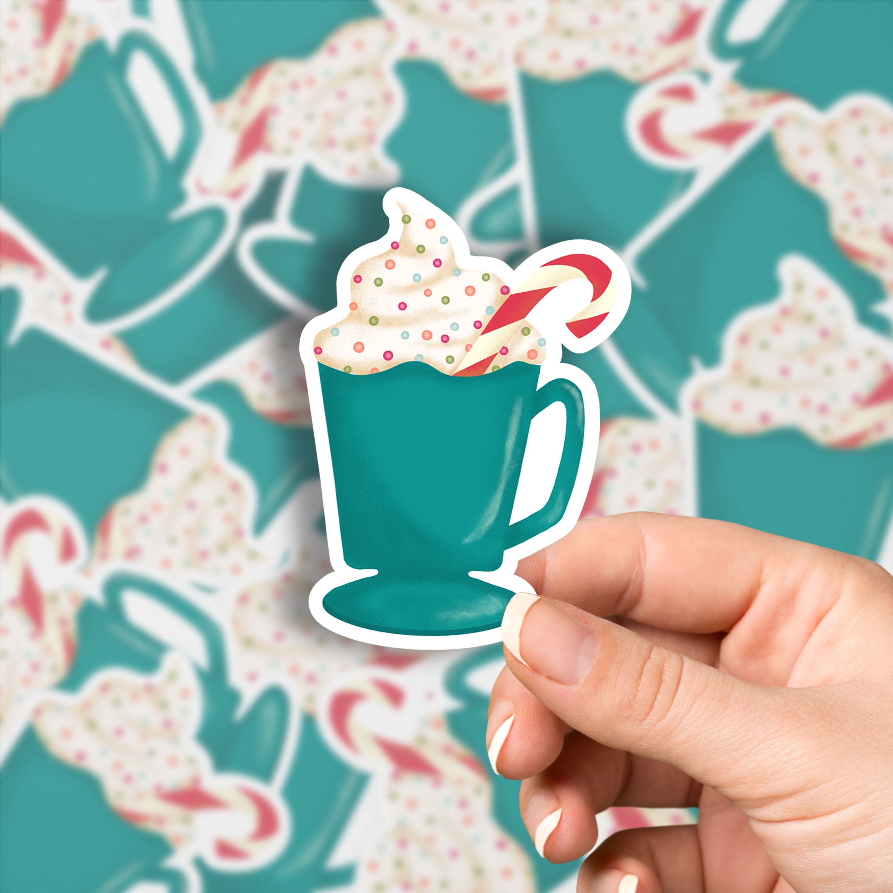 Mug Hot Cocoa Matte Vinyl Sticker stickers Lucid Moon Studio 