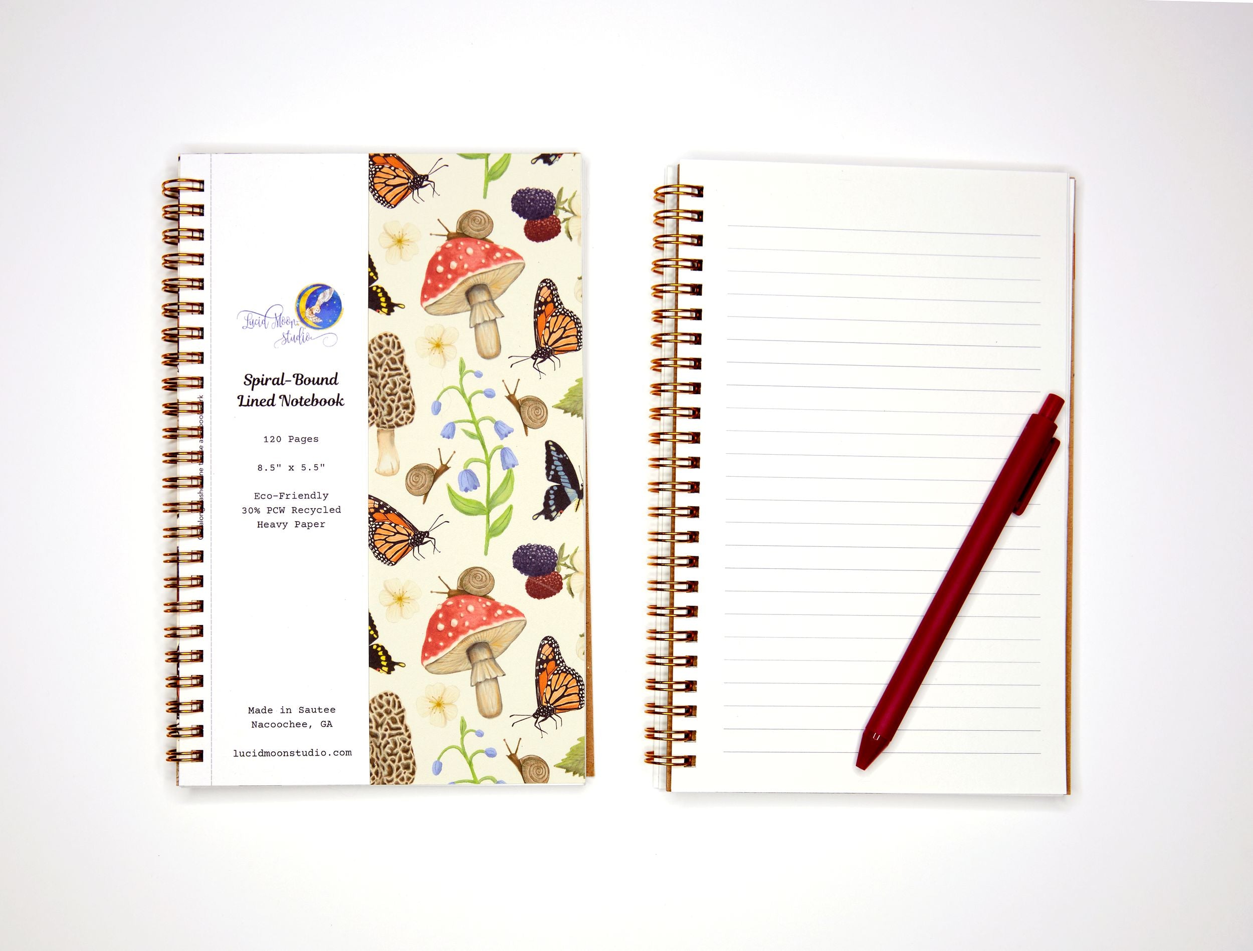 Nature Finds Eco-Friendly Spiral Bound Notebook Notebooks Lucid Moon Studio 