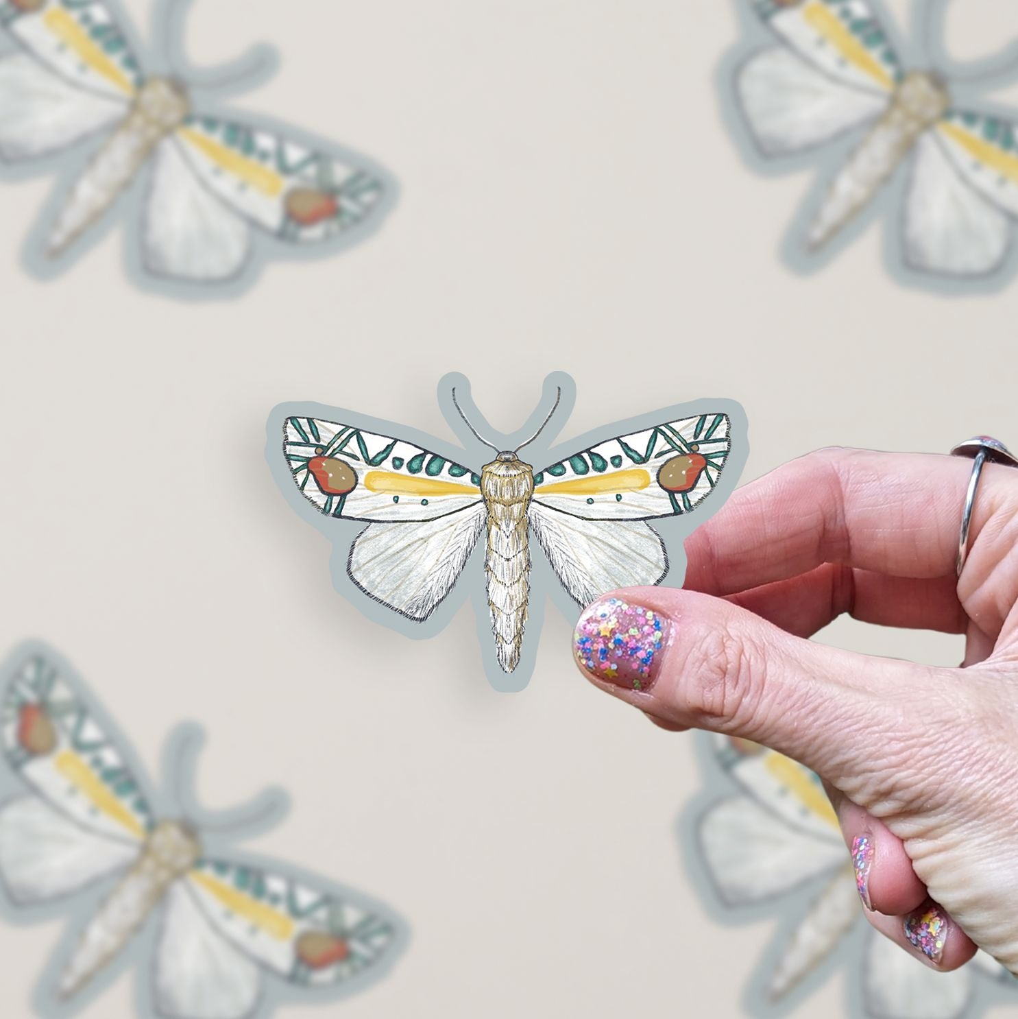 Picasso Moth Vinyl Sticker stickers Lucid Moon Studio LLC 