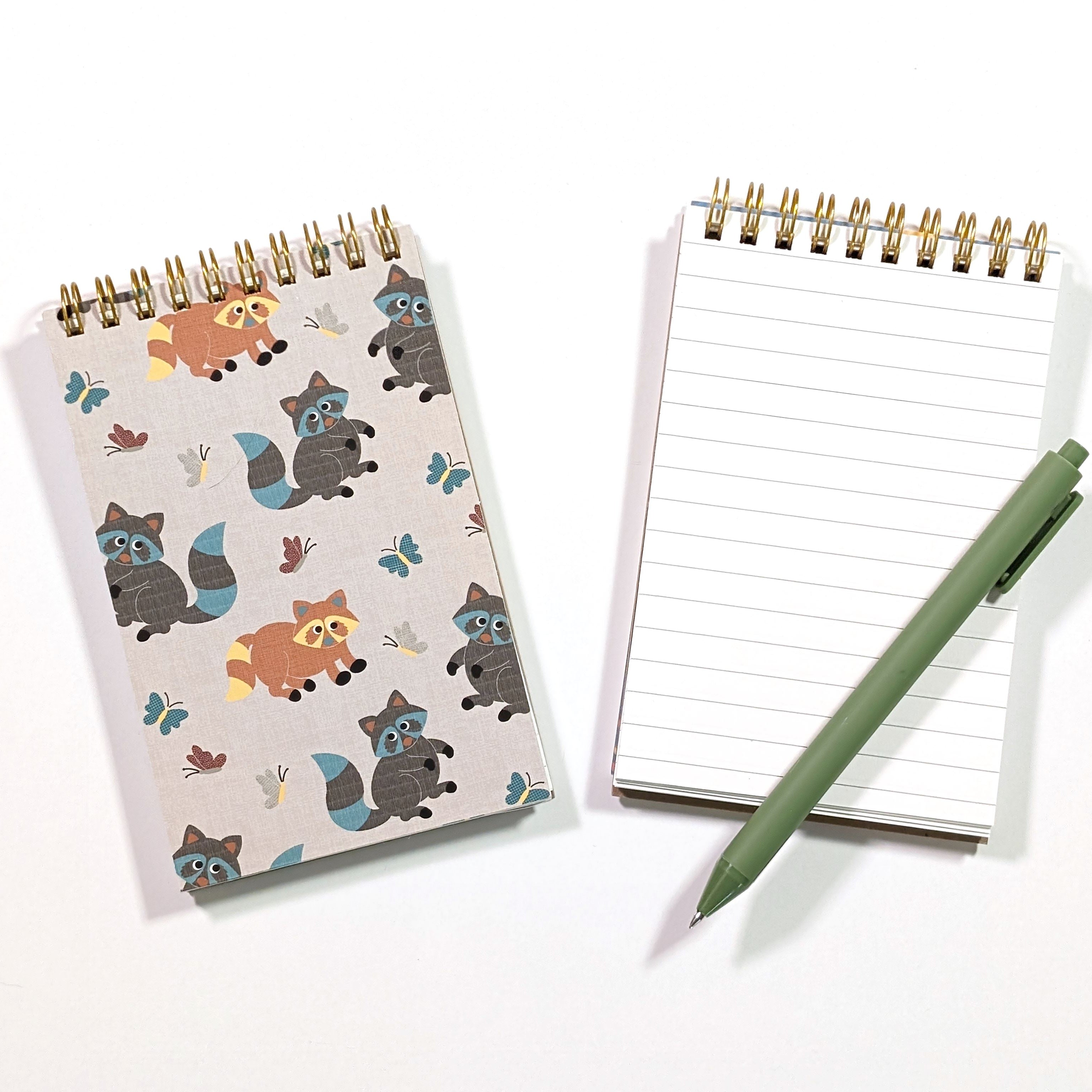 Playful Raccoons Eco-Friendly Spiral Jotter Pocket Notebook Notebooks Lucid Moon Studio 