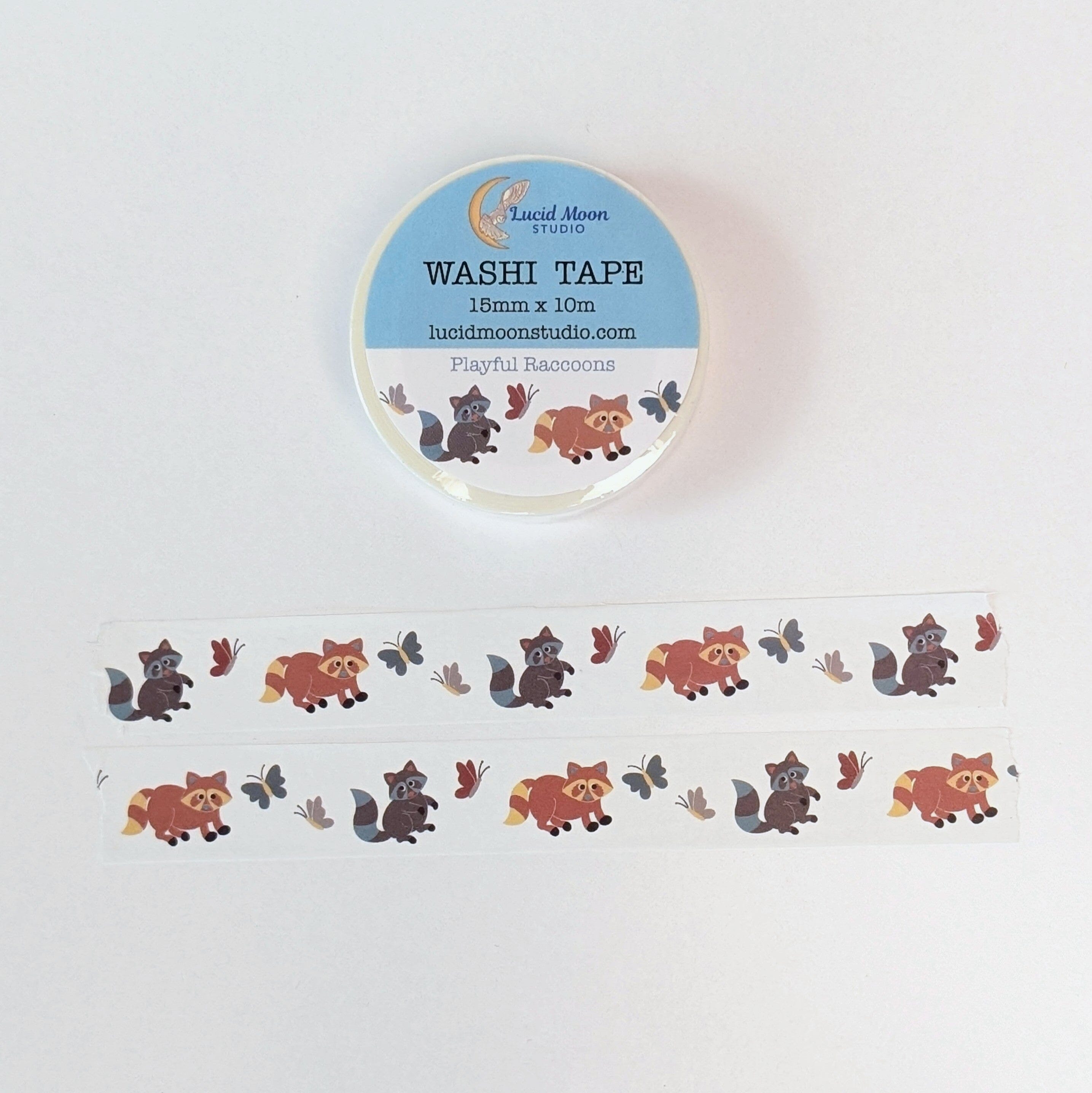 Playful Raccoons Washi Tape washi tape Lucid Moon Studio 