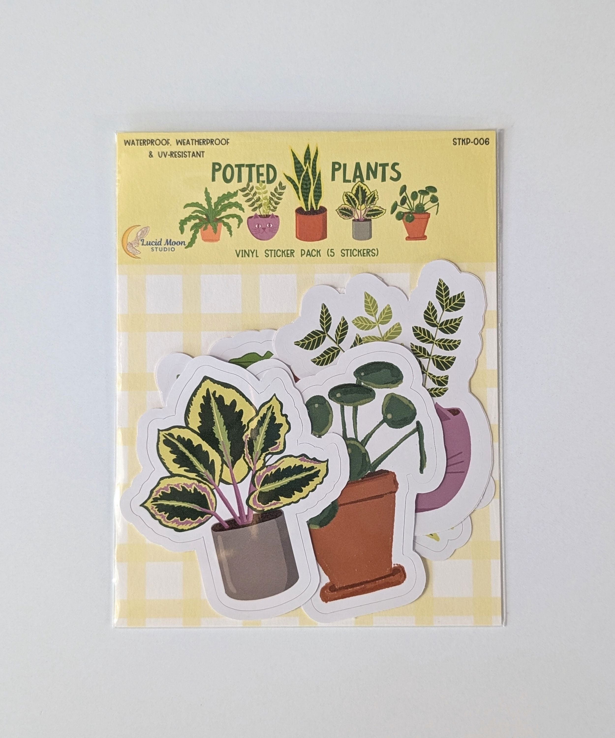Potted Plants Sticker Pack - 5 Stickers stickers Lucid Moon Studio 