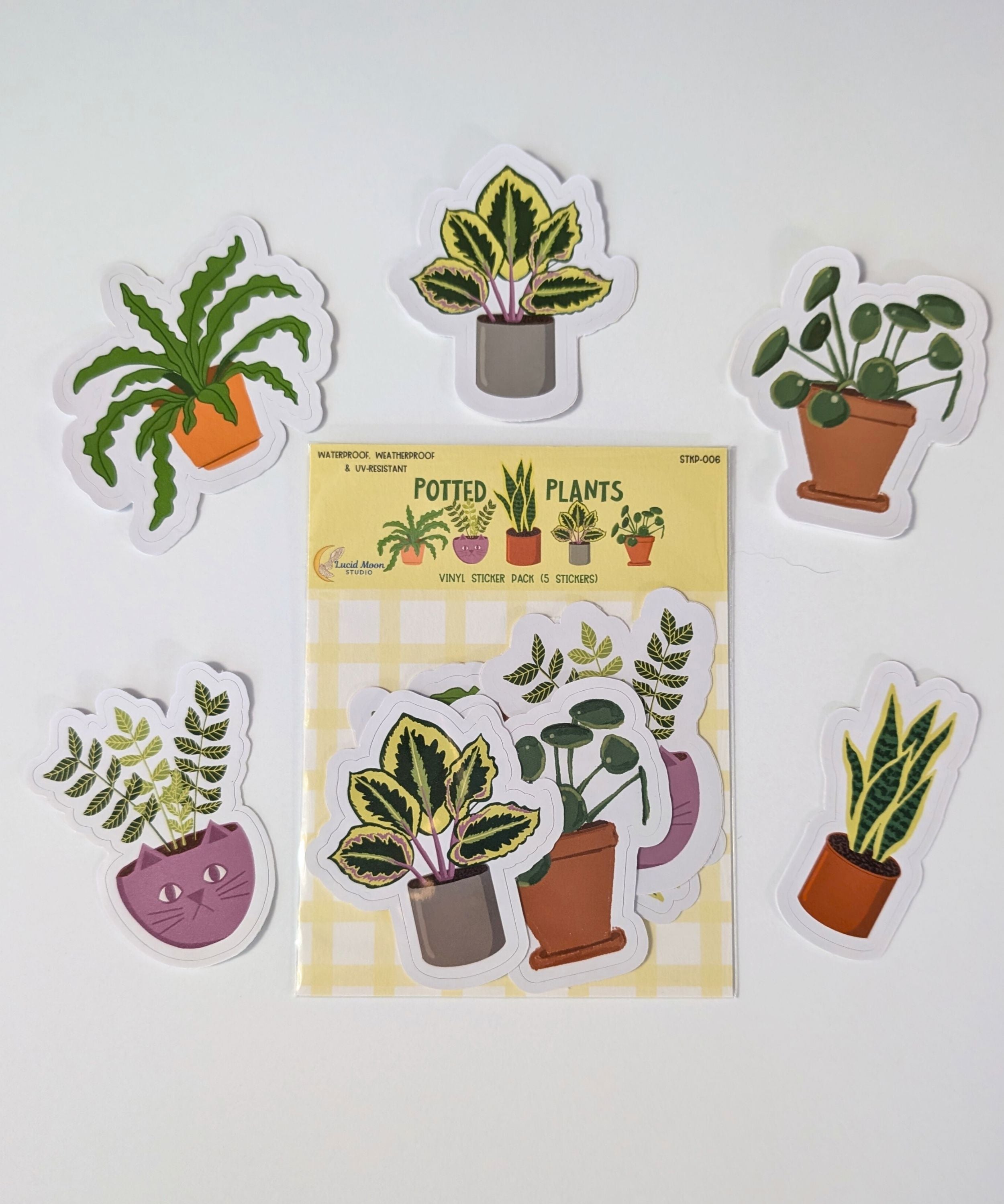 Potted Plants Sticker Pack - 5 Stickers stickers Lucid Moon Studio 