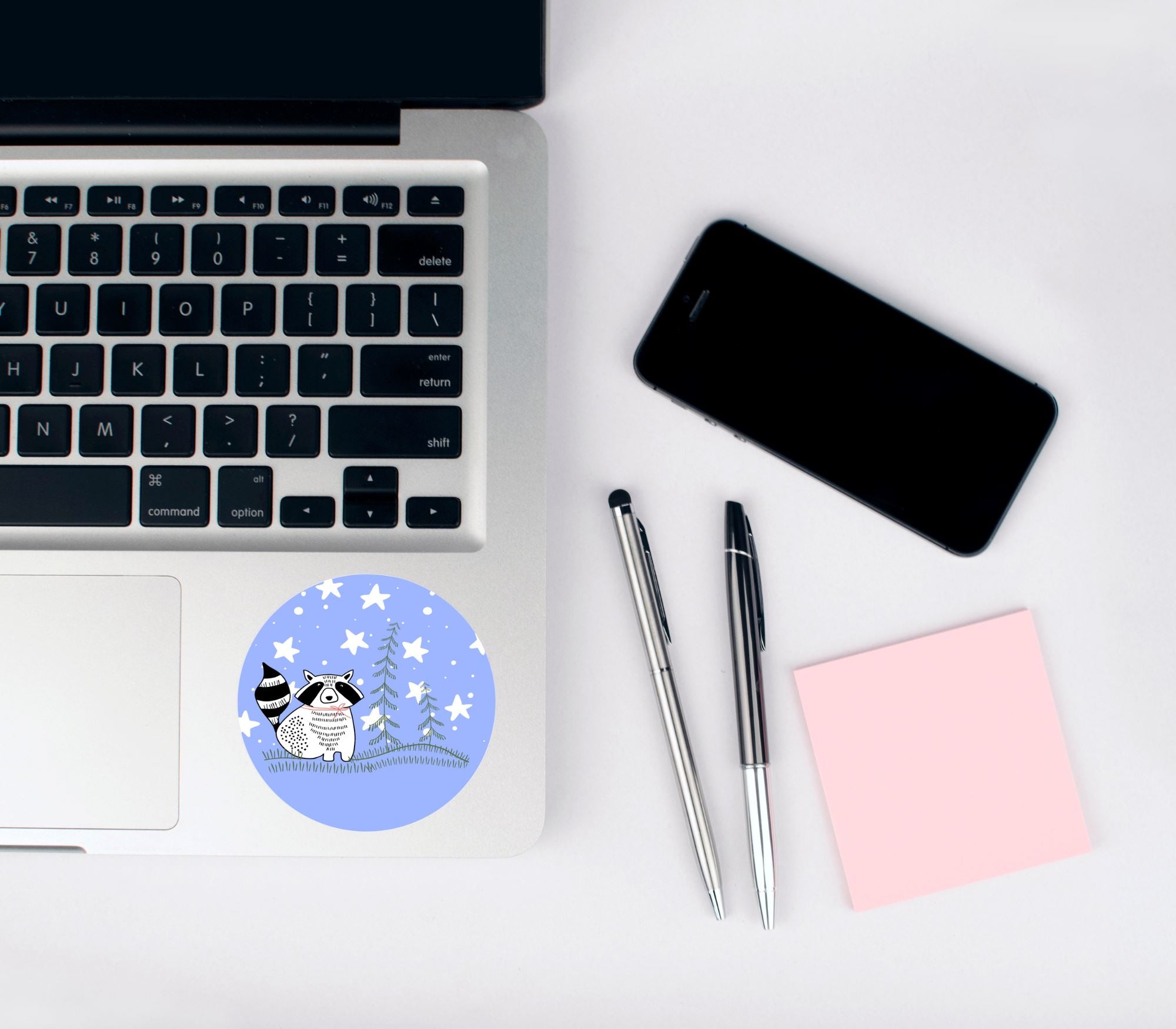 Raccoon in Forest Glossy Vinyl Waterproof Sticker stickers Lucid Moon Studio 