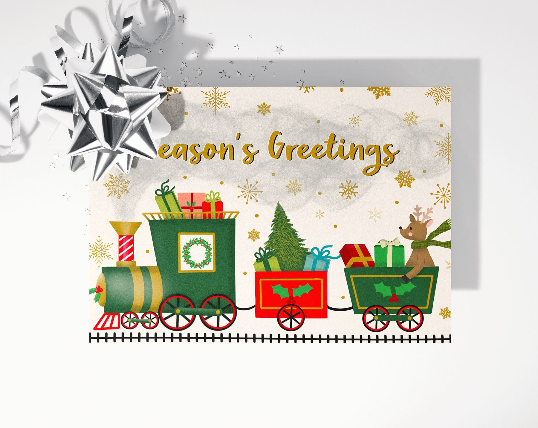 Season's Greetings Train Holiday Card Greeting Cards Lucid Moon Studio 