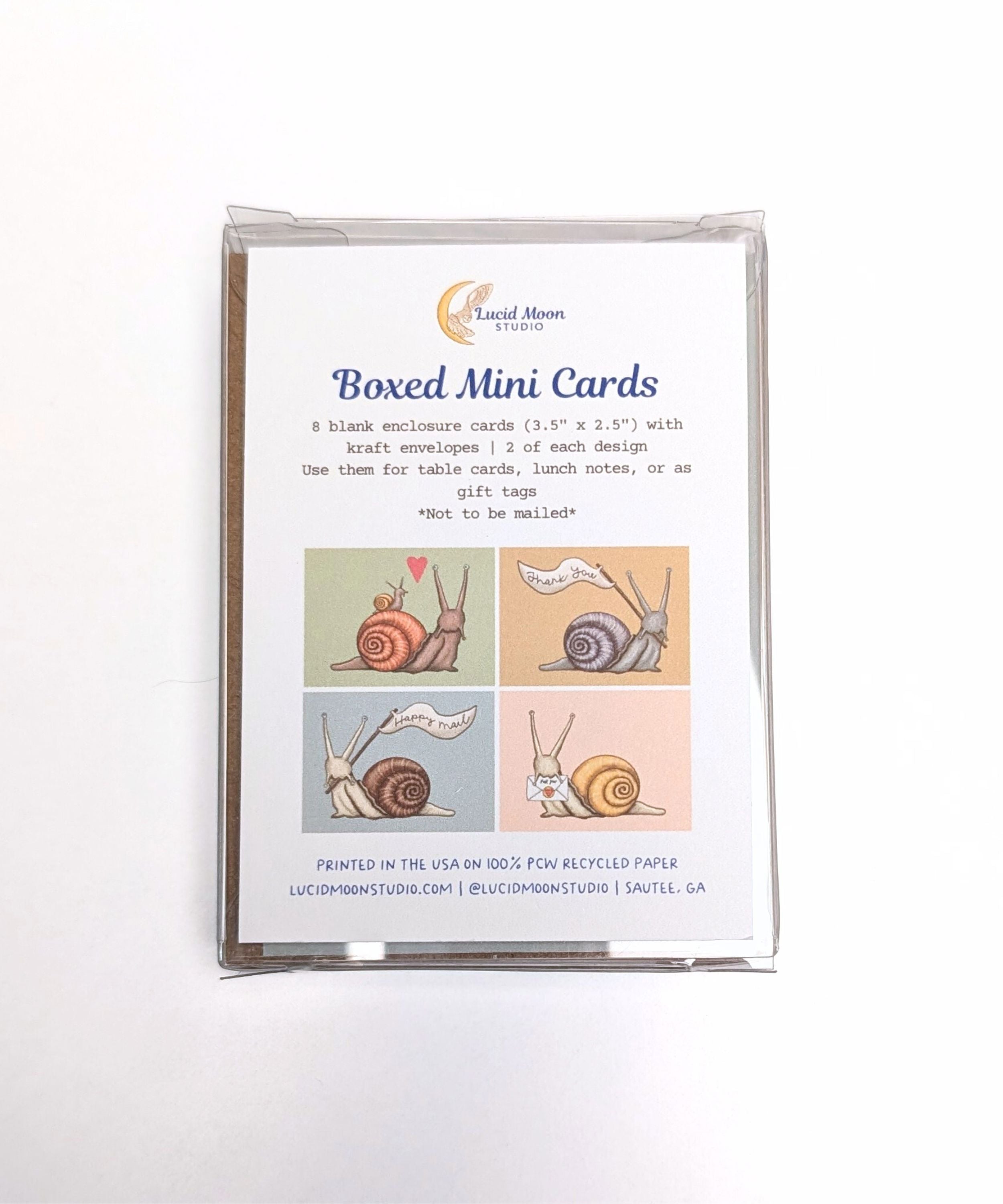 Snail Mail | Boxed Mini Cards (8) Greeting Cards Lucid Moon Studio 