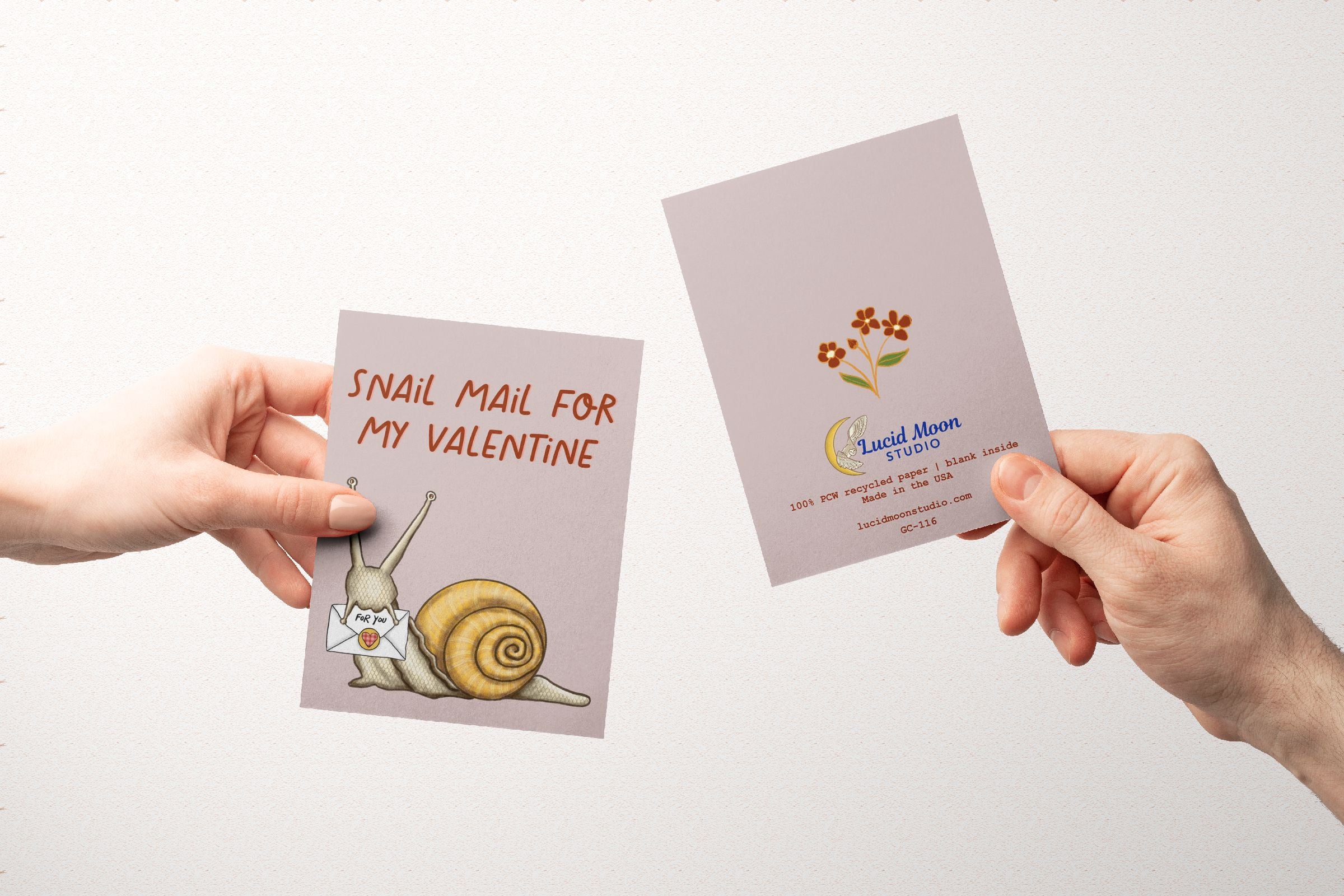 Snail Mail Valentine Greeting Card Greeting Cards Lucid Moon Studio 