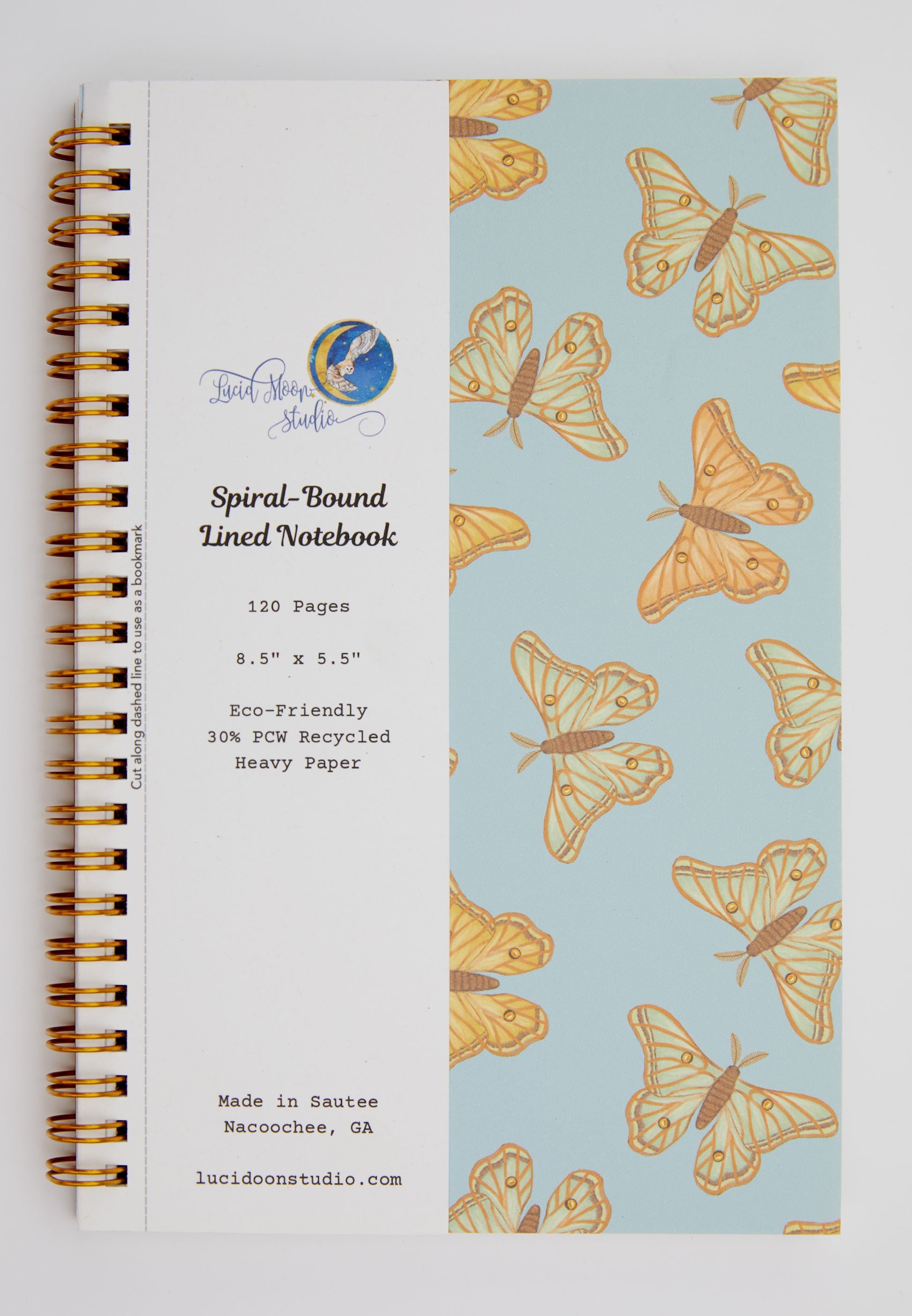 Spanish Moon Moths Eco-Friendly Spiral Bound Notebook Notebooks Lucid Moon Studio 