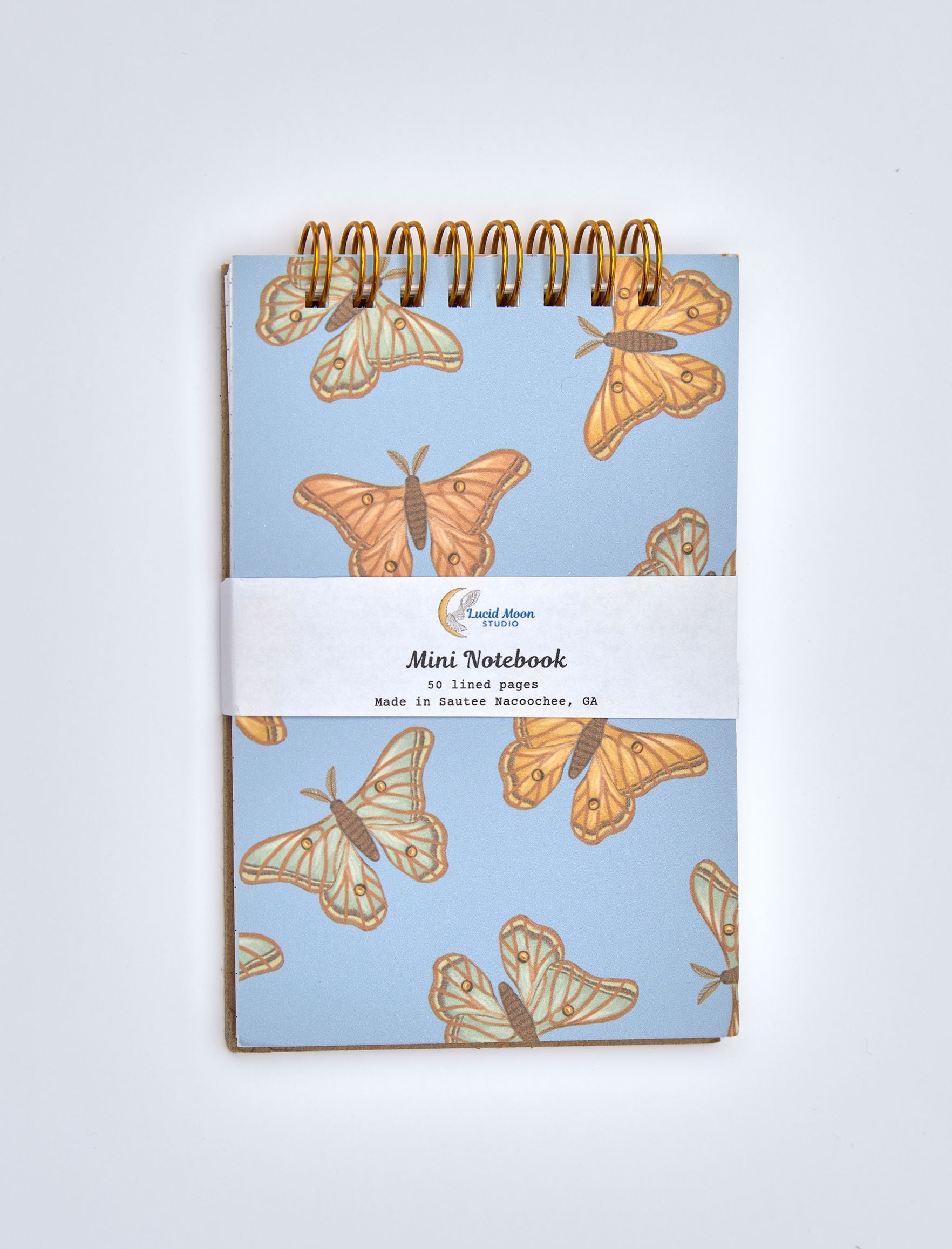 Spanish Moon Moths Top Spiral Jotter Pocket Notebook Notebooks Lucid Moon Studio 
