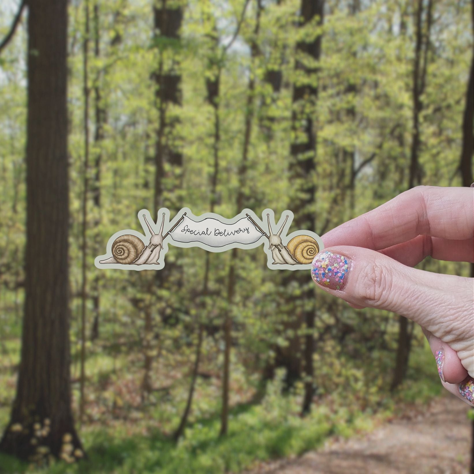 Special Delivery Snails Vinyl Sticker stickers Lucid Moon Studio LLC 