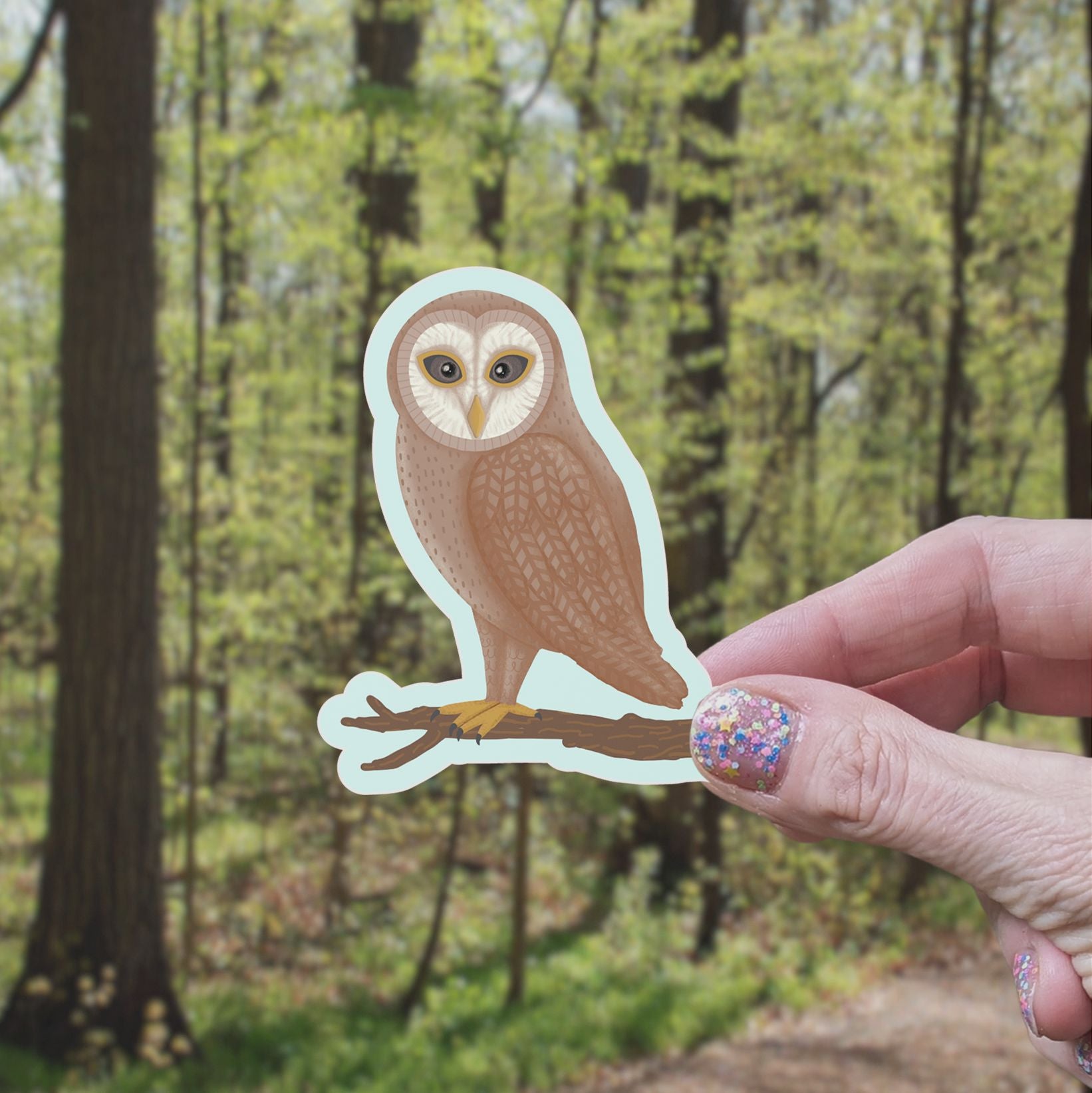 Starry Barn Owl Vinyl Sticker stickers Lucid Moon Studio 