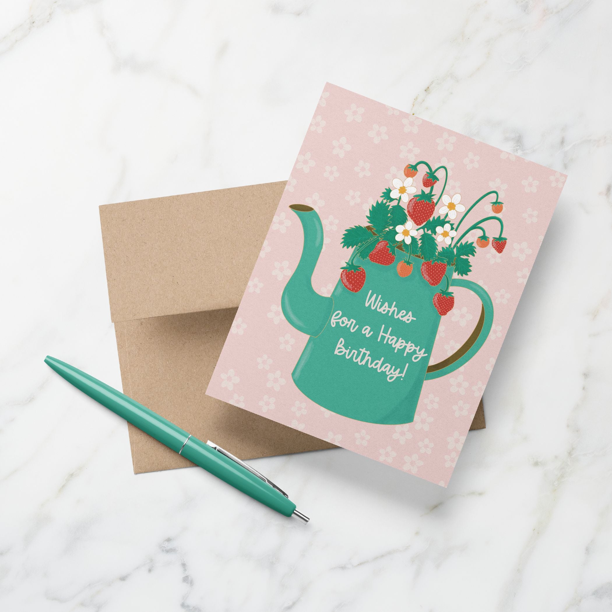 Strawberry Birthday Greeting Card Greeting Cards Lucid Moon Studio 