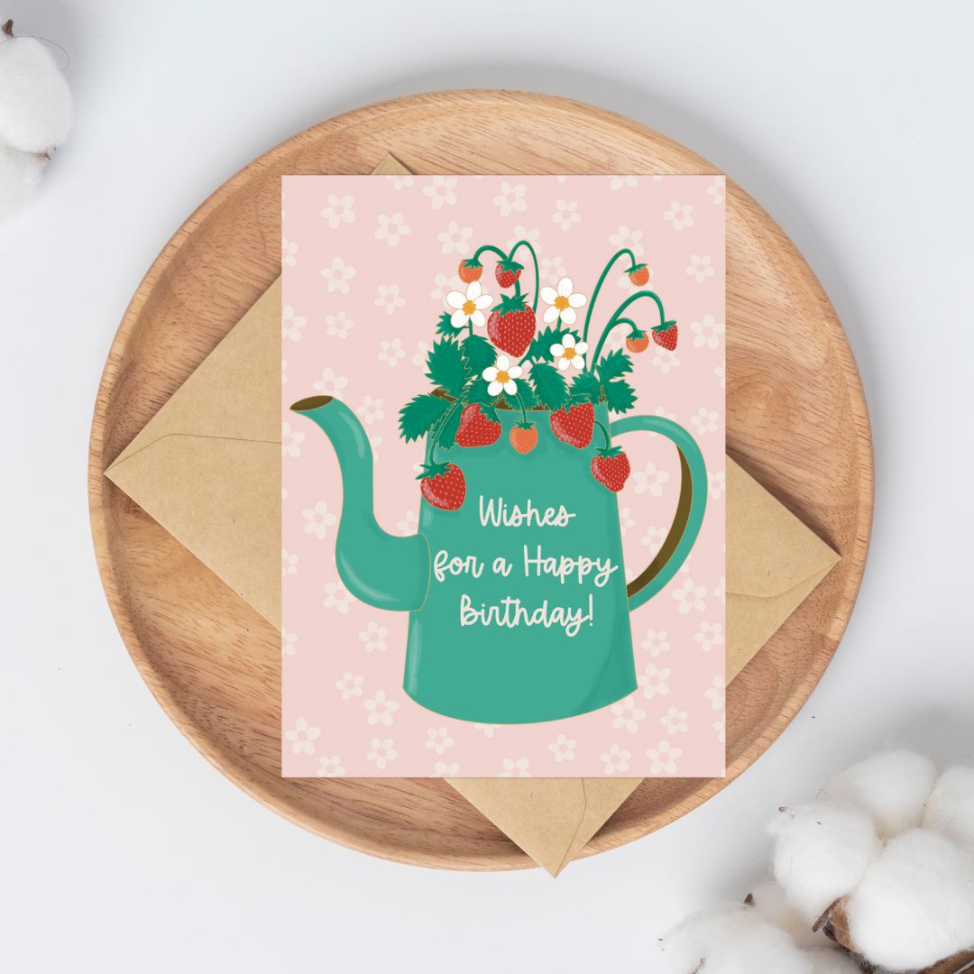 Strawberry Birthday Greeting Card Greeting Cards Lucid Moon Studio 