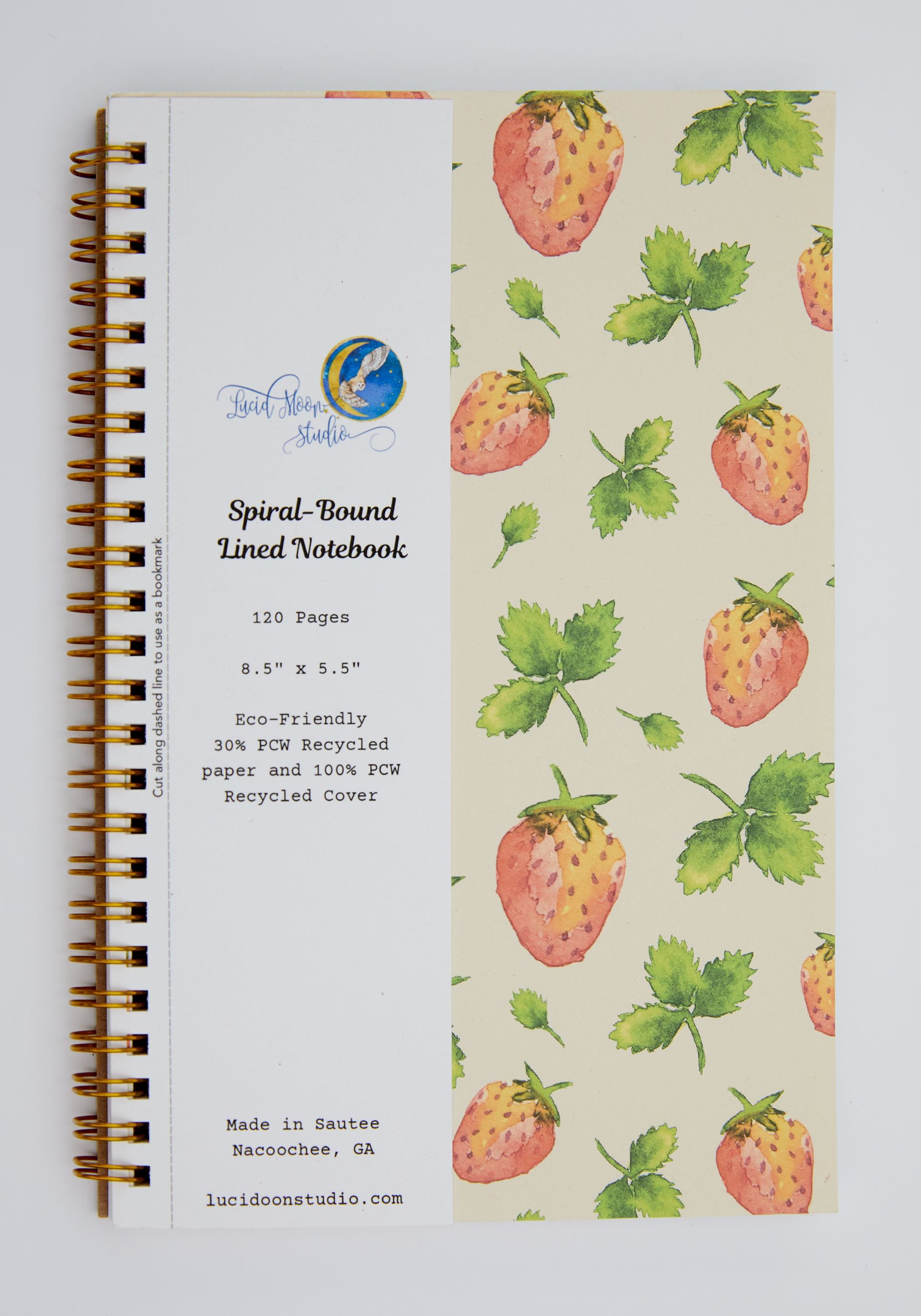 Strawberry Fields Eco-Friendly Spiral-Bound Notebook Notebooks Lucid Moon Studio 