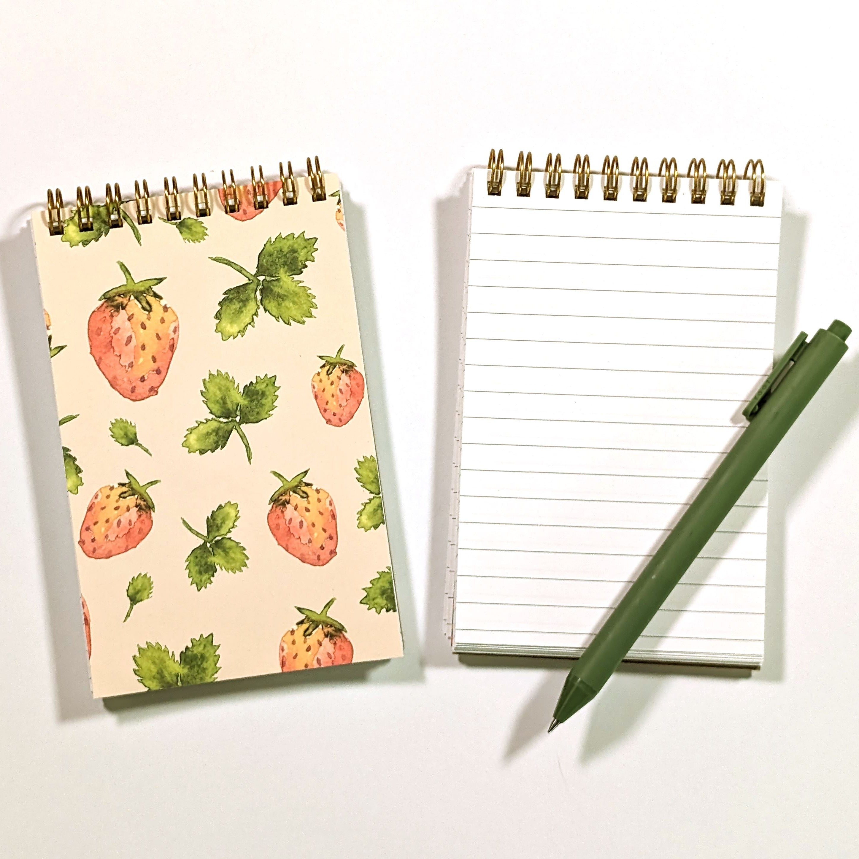 Strawberry Fields Top Spiral Jotter Pocket Notebook Notebooks Lucid Moon Studio 