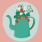 Strawberry Teapot 8" x 8" Art Print Art Print Lucid Moon Studio 