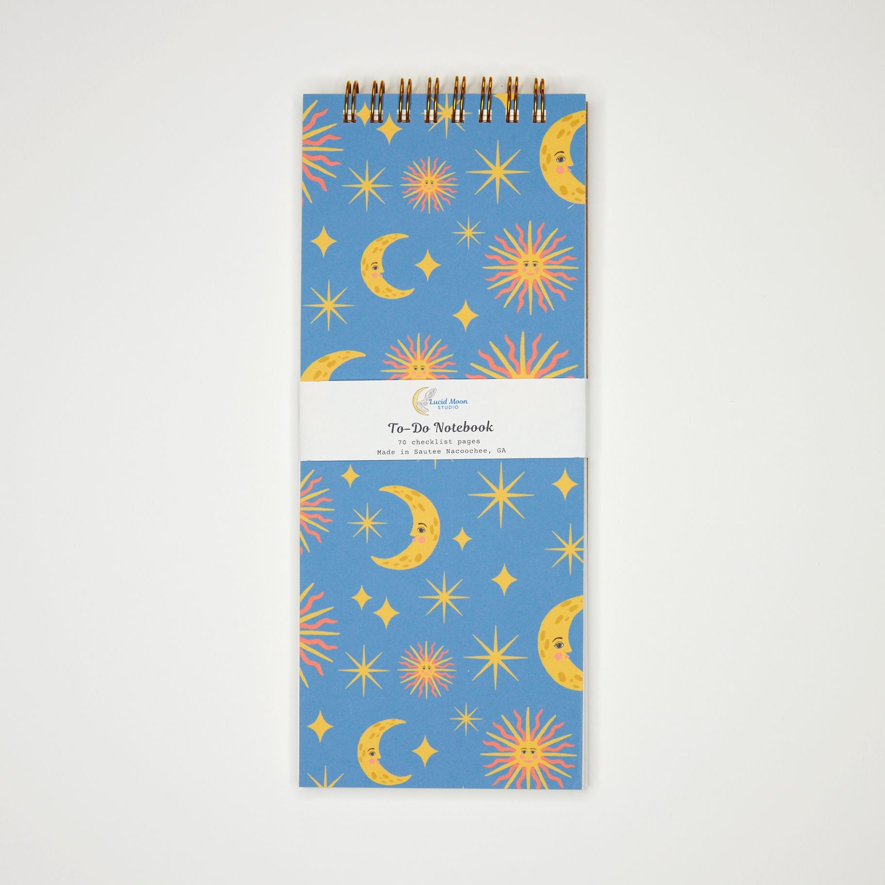 Sun and Moon Top Spiral To-Do List Notebook Notebooks Lucid Moon Studio 