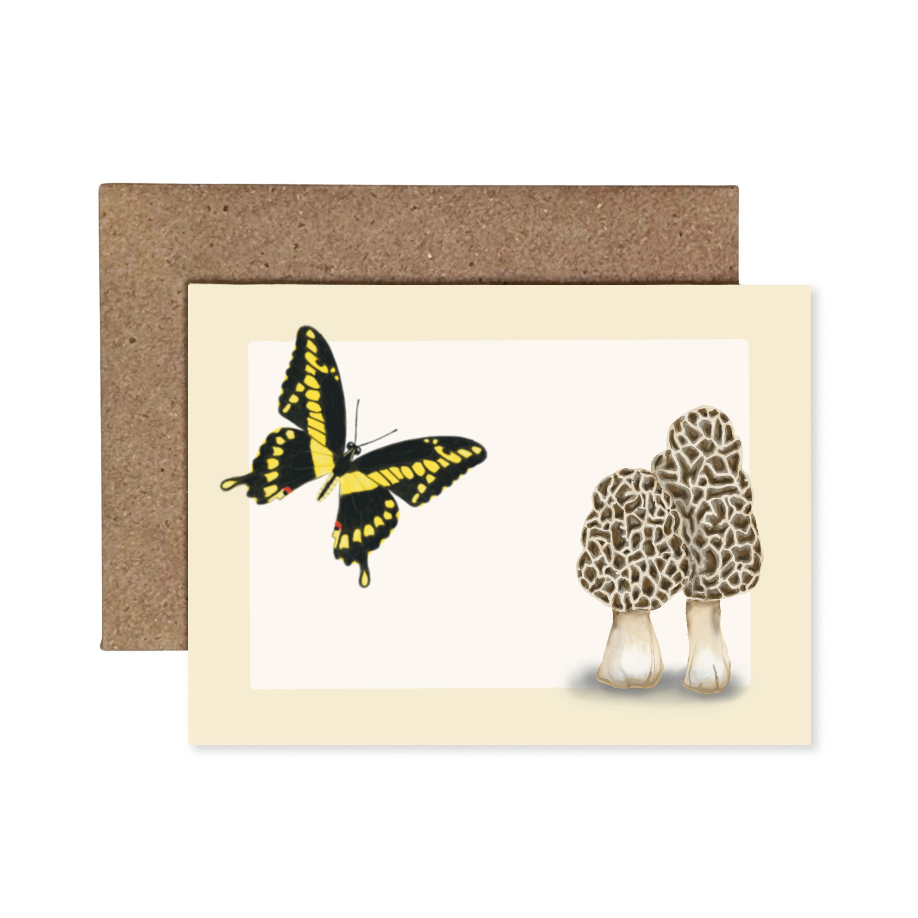 Swallowtail and Morel Mushrooms | Boxed Mini Cards (8) Greeting Cards Lucid Moon Studio 