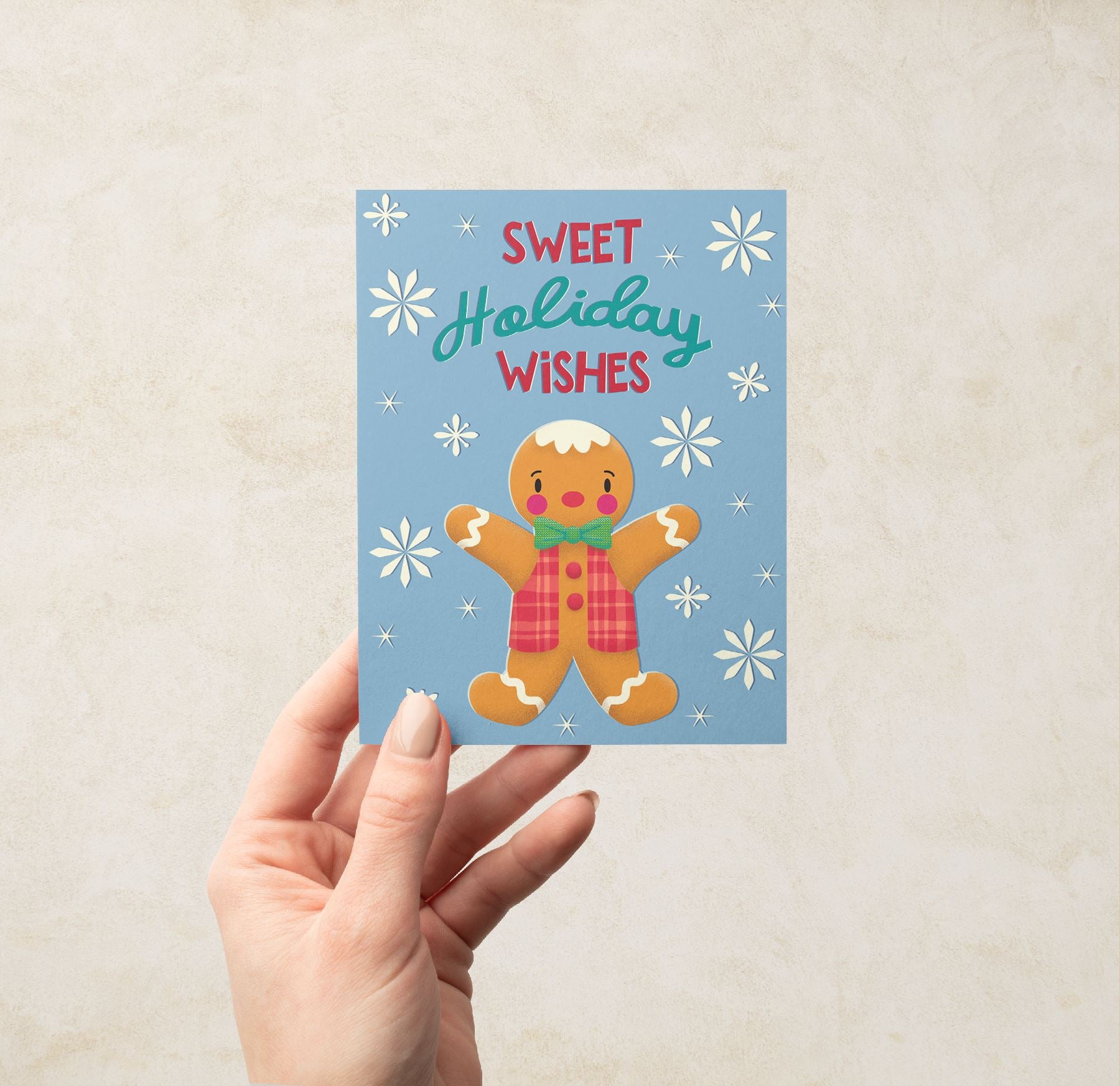 Sweet Holiday Wishes Gingerbread Greeting Card Greeting Cards Lucid Moon Studio LLC 