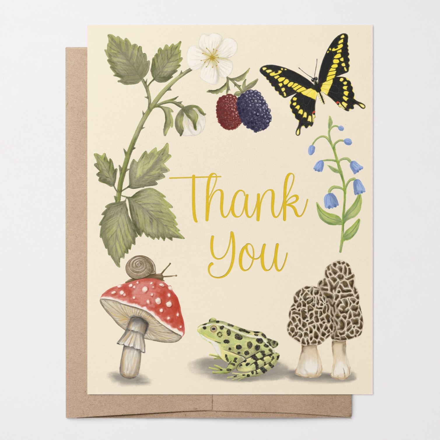 Thank You Gold Foil Greeting Card Greeting Cards Lucid Moon Studio Single Card 