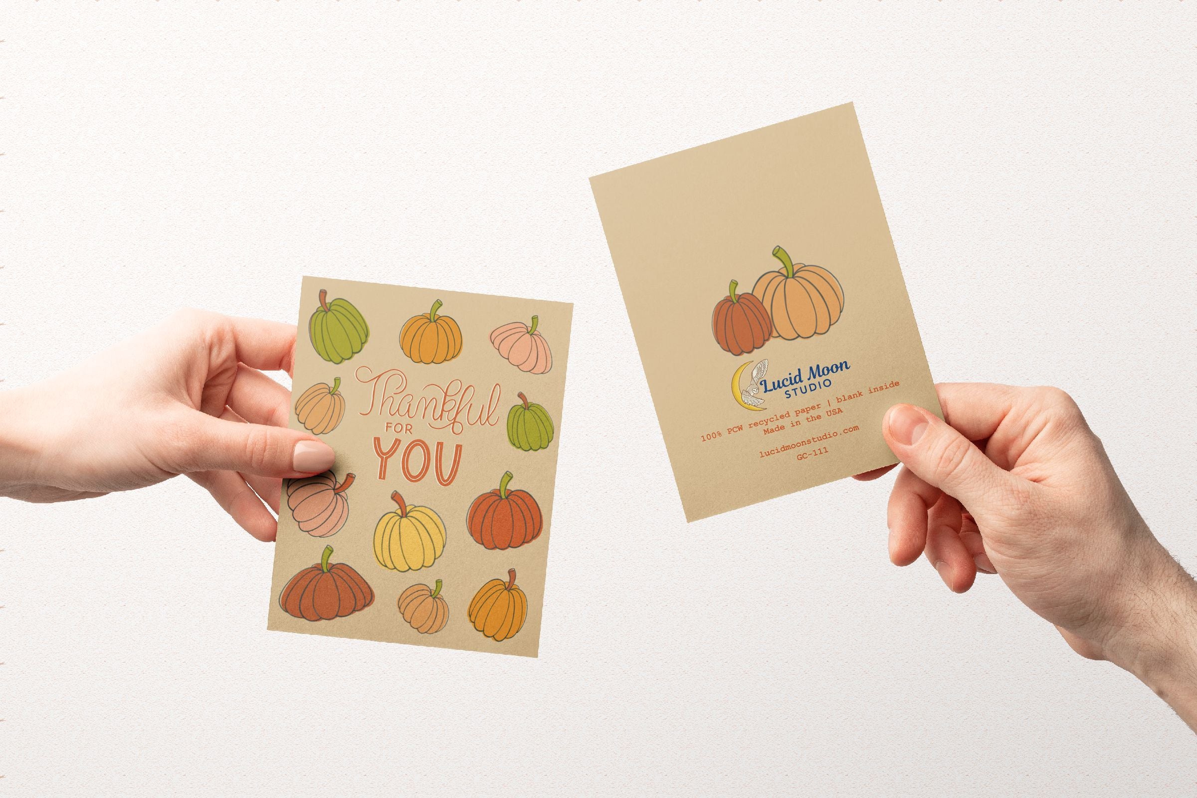 Thankful for You Fall Greeting Card Greeting Cards Lucid Moon Studio 