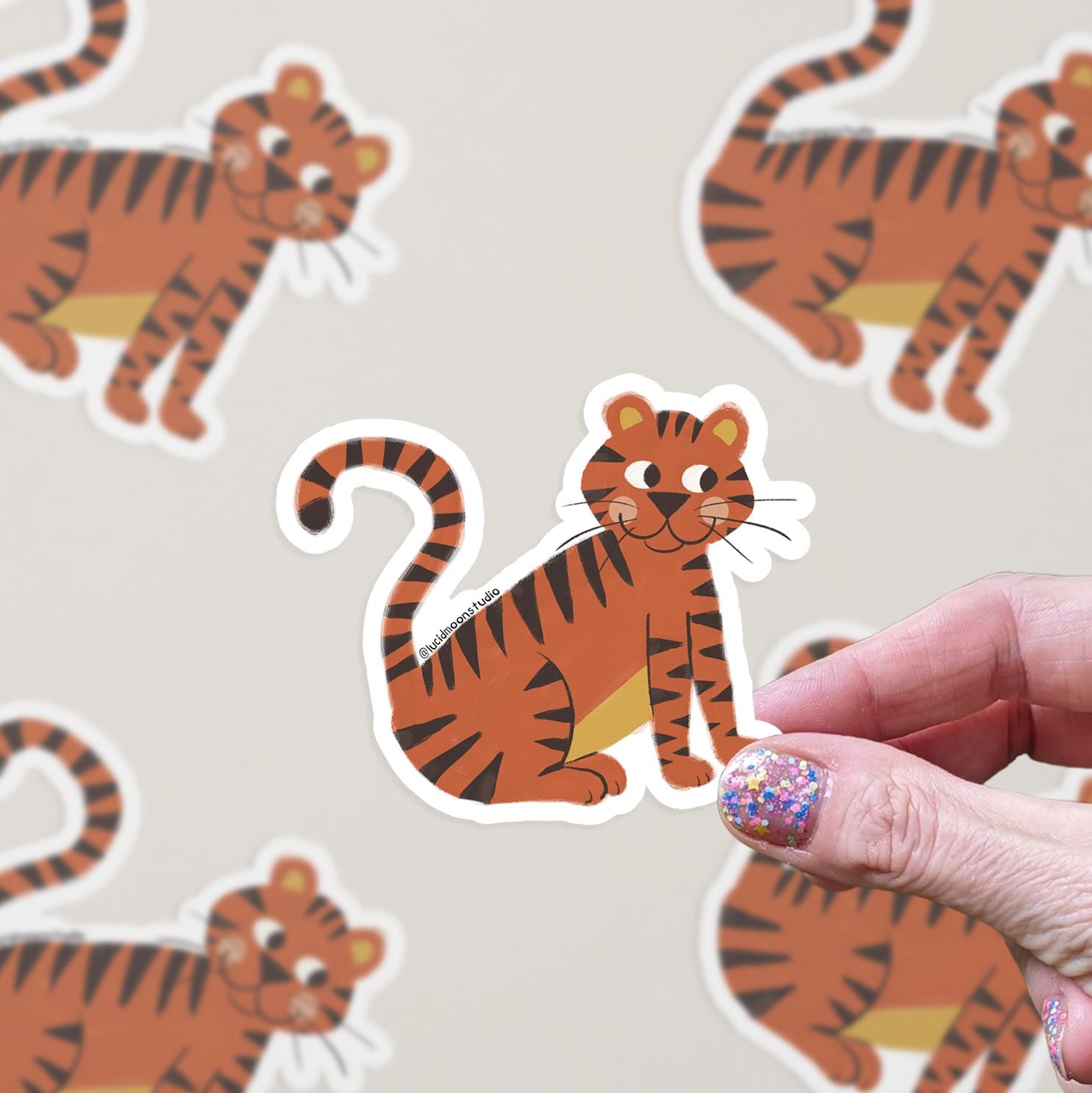 Tiger Waterproof Vinyl Sticker stickers Lucid Moon Studio 