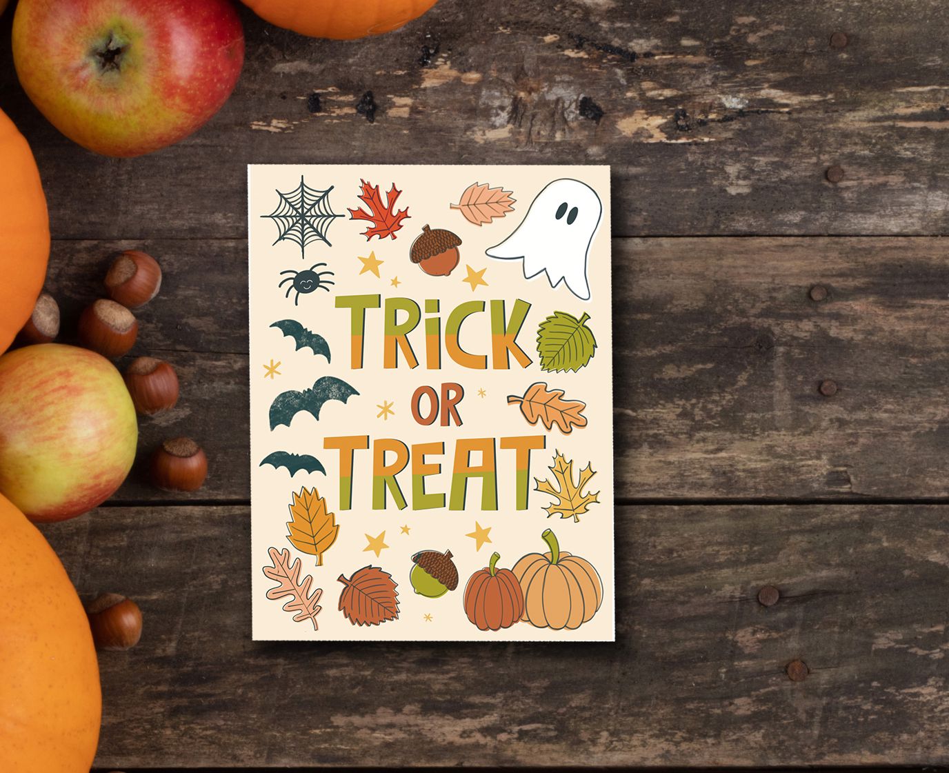 Trick or Treat Halloween Greeting Card Greeting Cards Lucid Moon Studio 