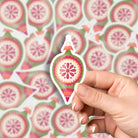 Vintage Xmas Red & Green Ornament Matte Vinyl Sticker stickers Lucid Moon Studio 