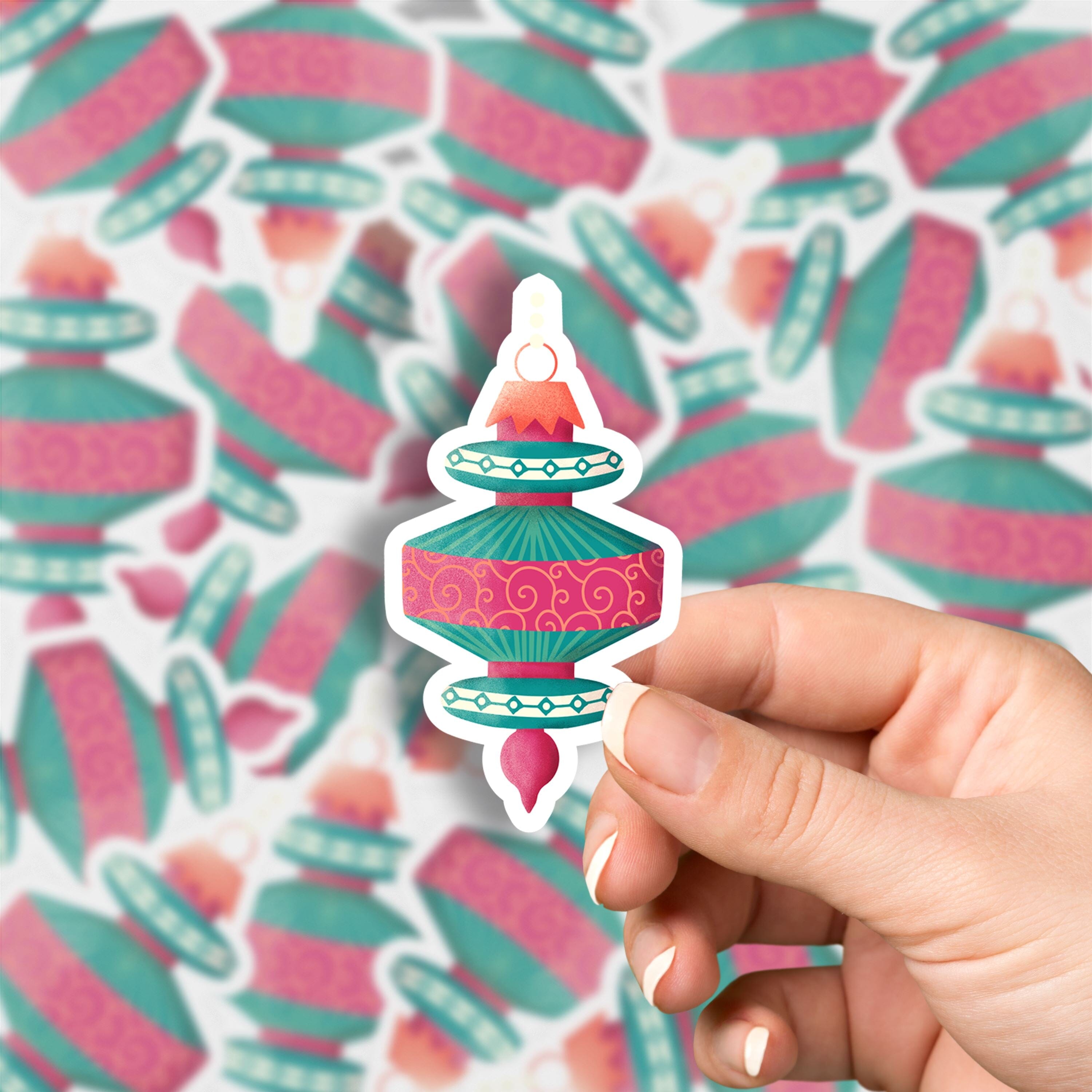 Vintage Xmas Ornament Matte Vinyl Sticker stickers Lucid Moon Studio 