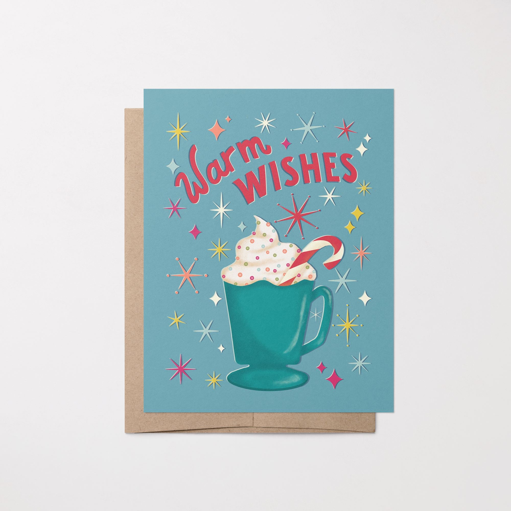 Warm Wishes Hot Cocoa Holiday Greeting Card Greeting Cards Lucid Moon Studio LLC 