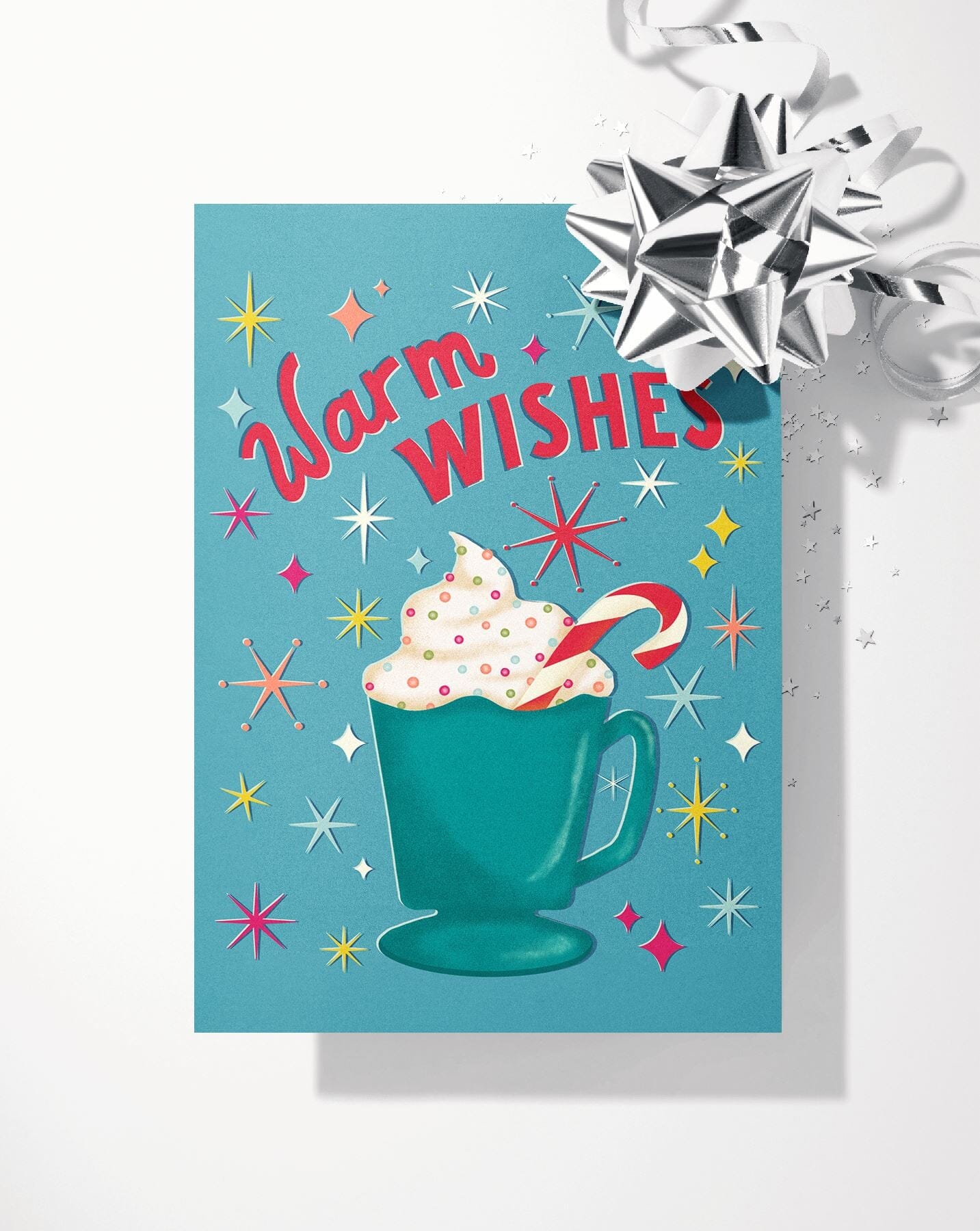 Warm Wishes Hot Cocoa Holiday Greeting Card Greeting Cards Lucid Moon Studio LLC 