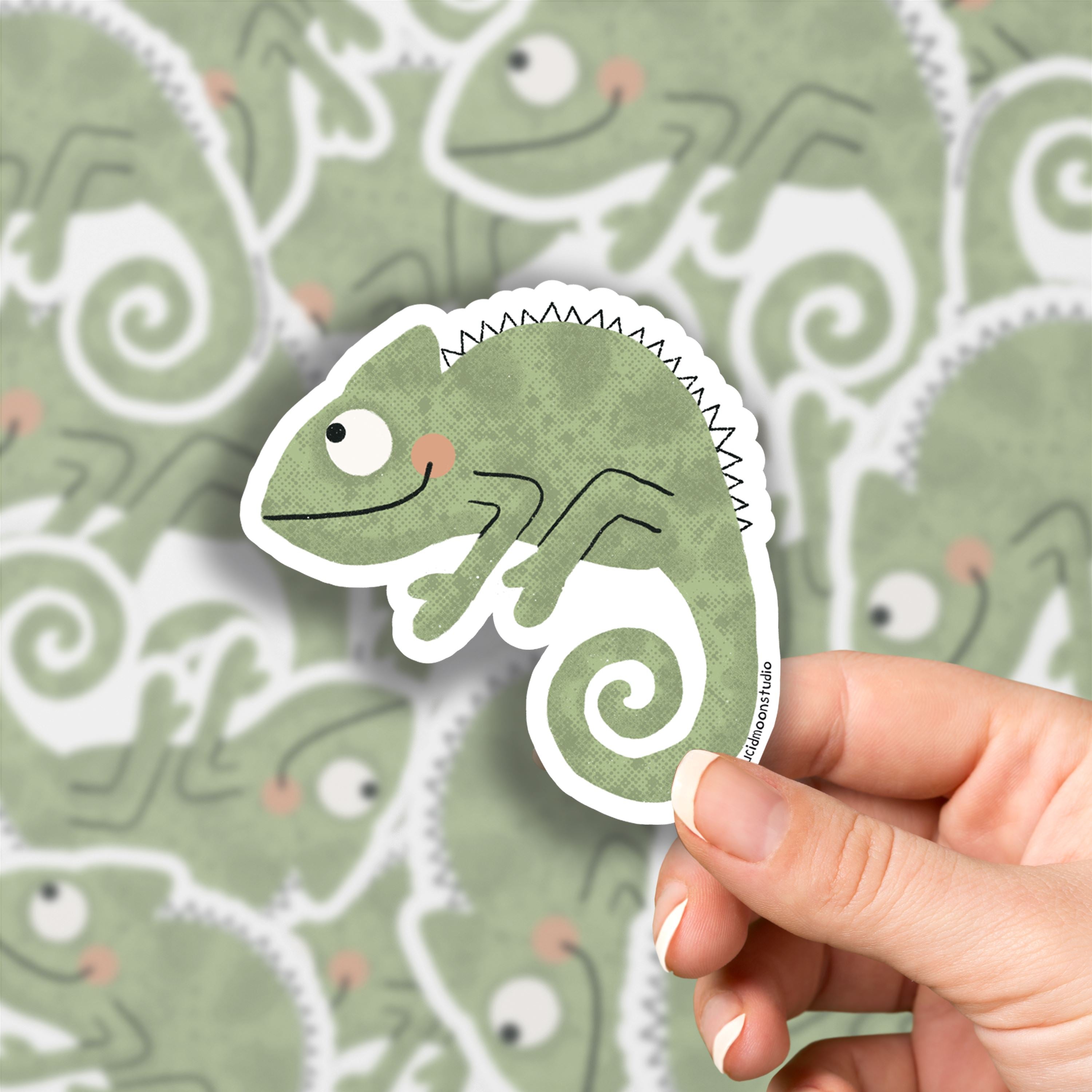 Wild Adventures Chameleon Glossy Vinyl Waterproof Sticker stickers Lucid Moon Studio 