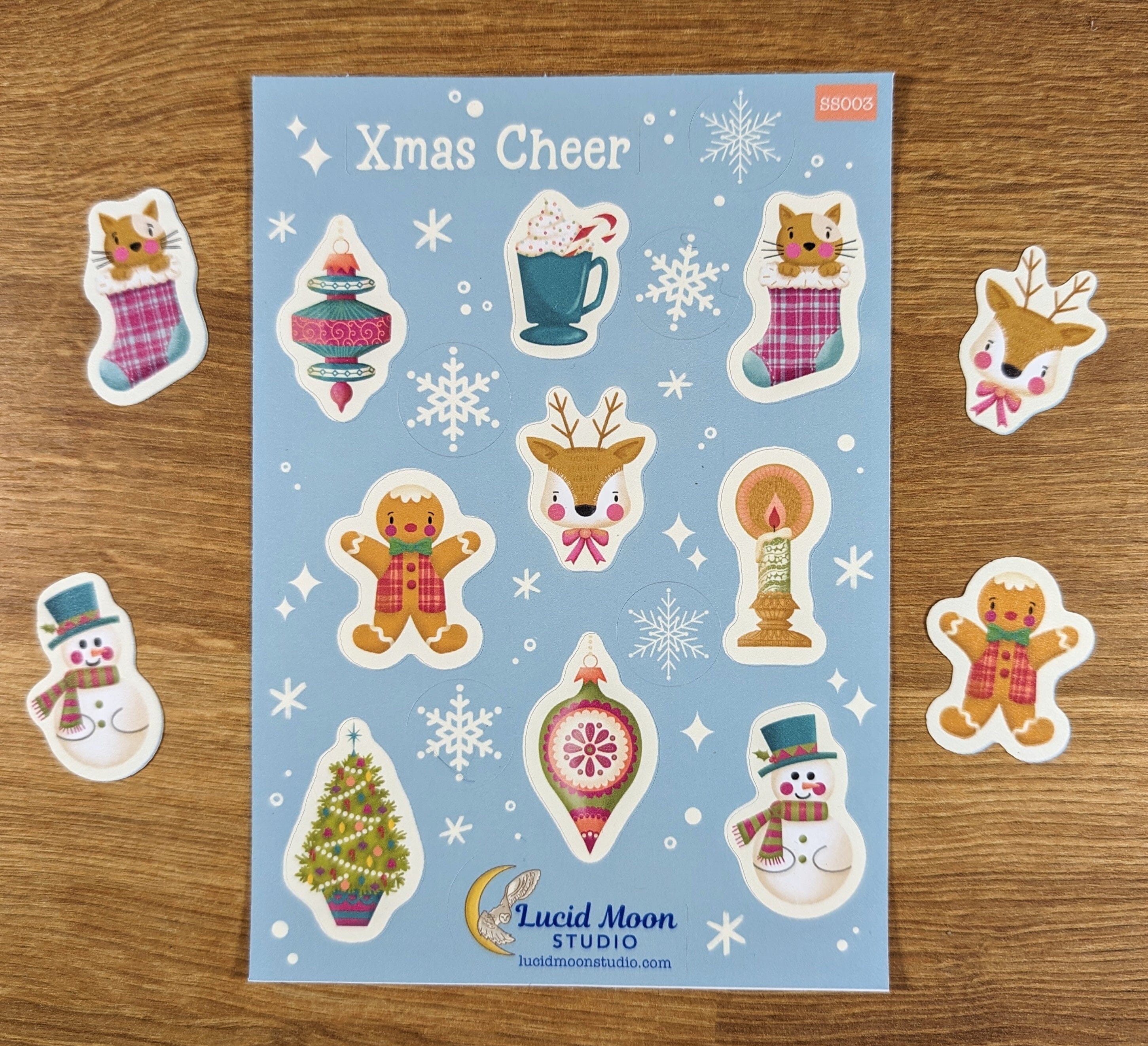 Xmas Cheer Gift Vinyl Sticker Sheet stickers Lucid Moon Studio 