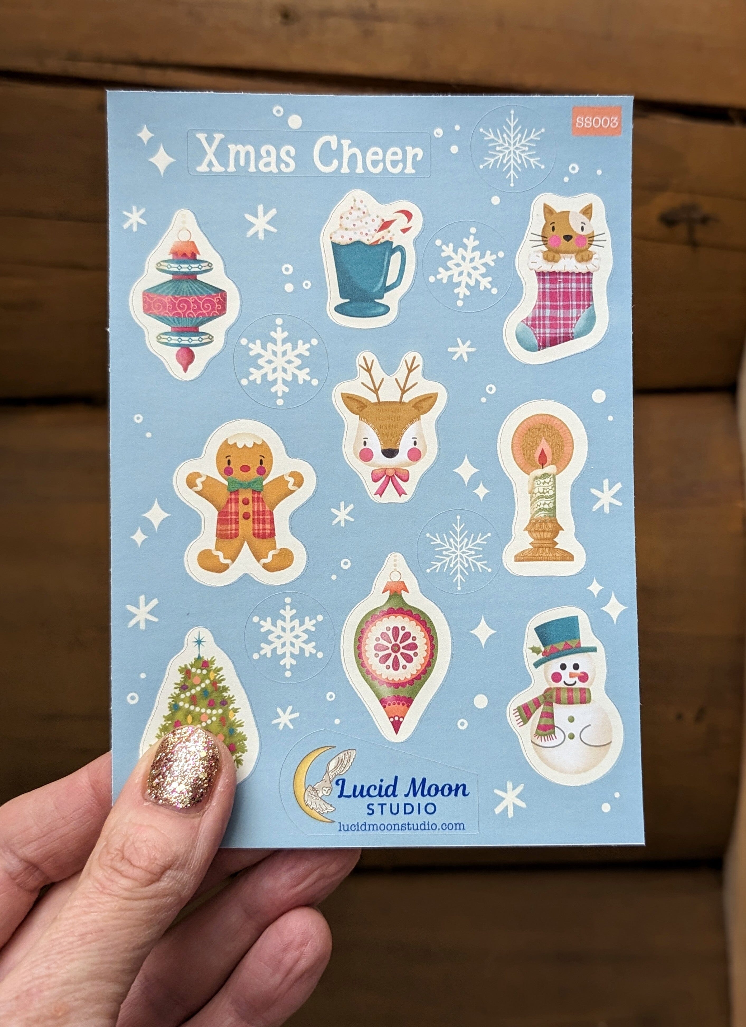 Xmas Cheer Gift Vinyl Sticker Sheet stickers Lucid Moon Studio 