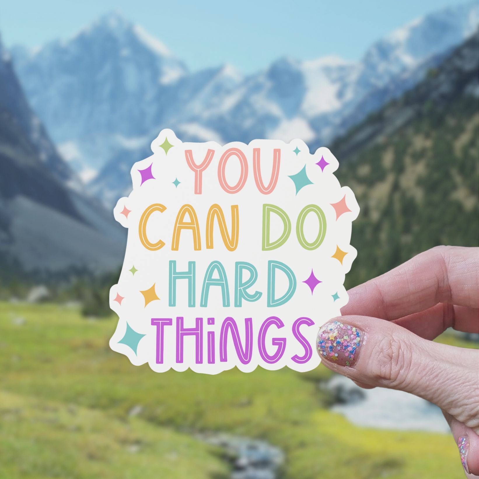 You Can Do Hard Things Motivational Sticker stickers Lucid Moon Studio 